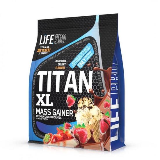 Gainer Titan Life Pro 3kg — protéines whey/soja, créatine