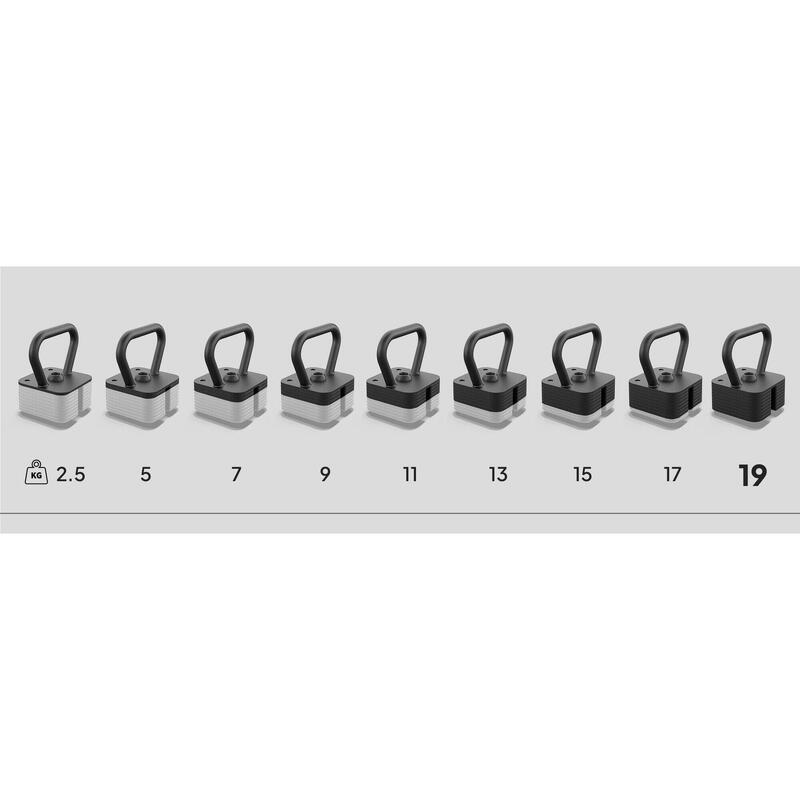 Kettlebell Zipro SQUARE cu greutate reglabilă de 19 kg