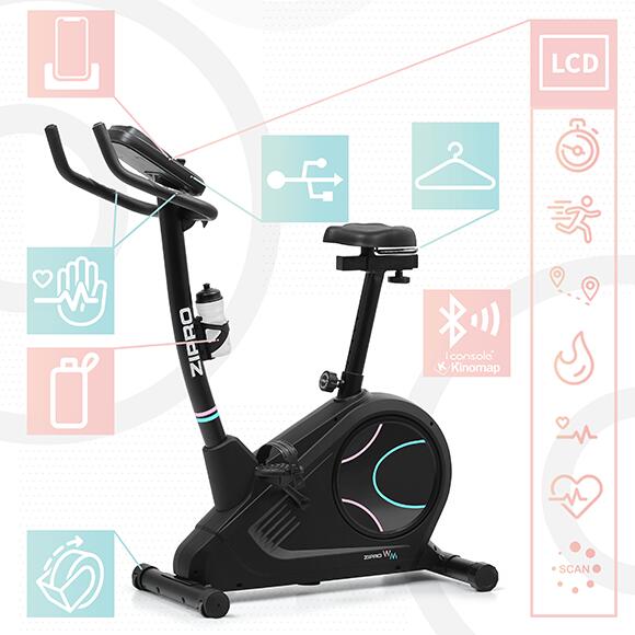 Vélo d'appartement électromagnétique Zipro Flame WM connecté iConsole+ 2/8