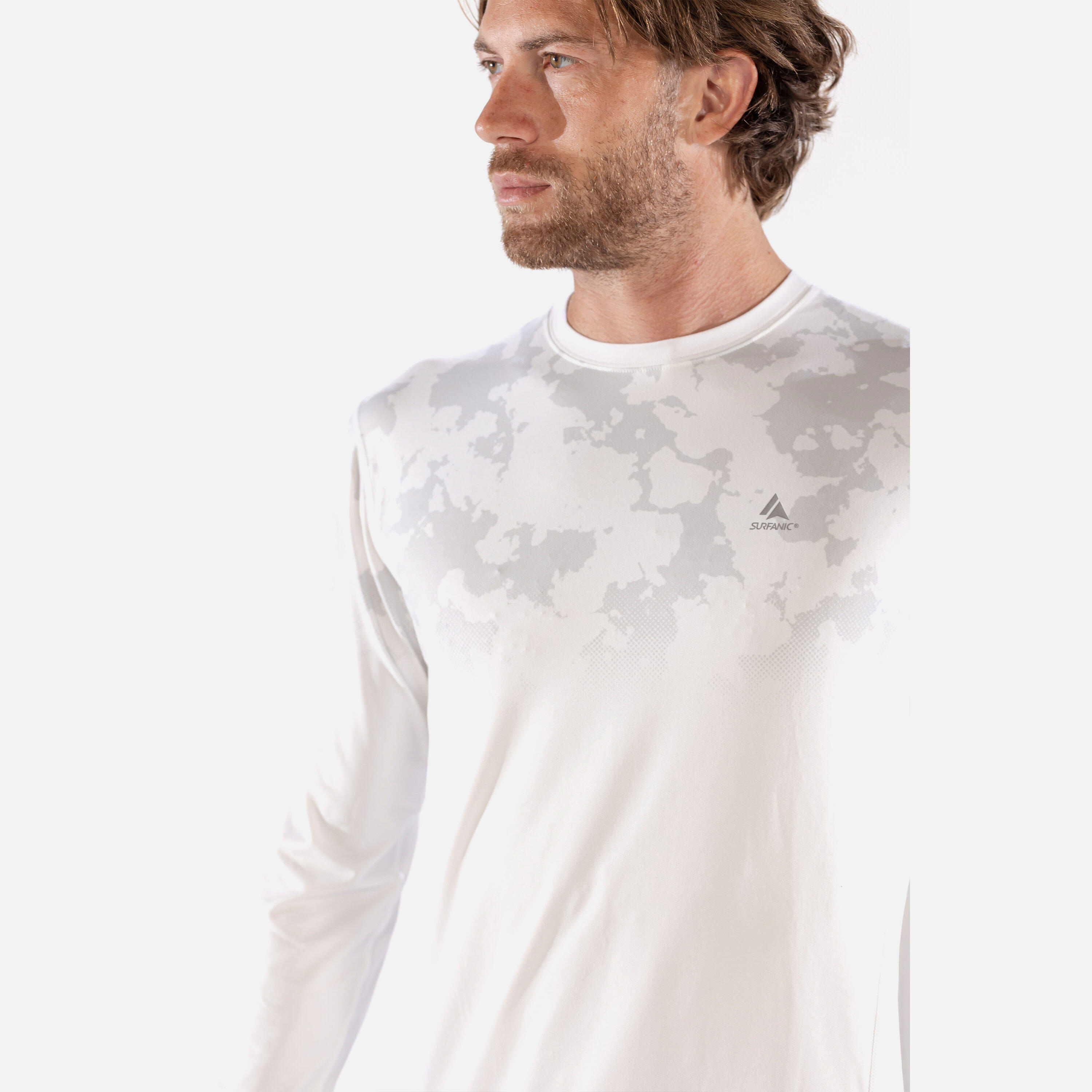 CarbonDri Bodyfit Broken Map Mens Crew Neck Optic White 3/7