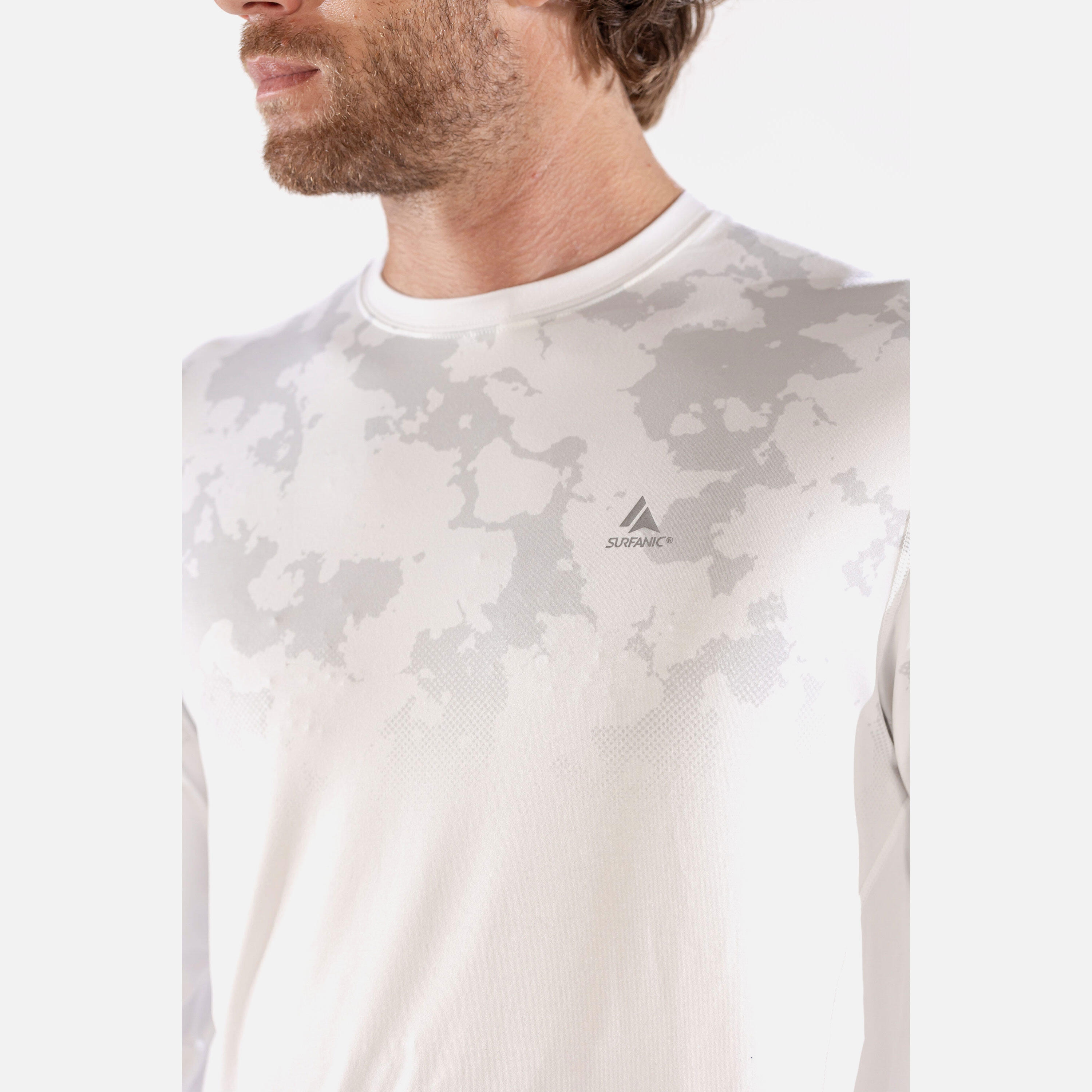 CarbonDri Bodyfit Broken Map Mens Crew Neck Optic White 4/7