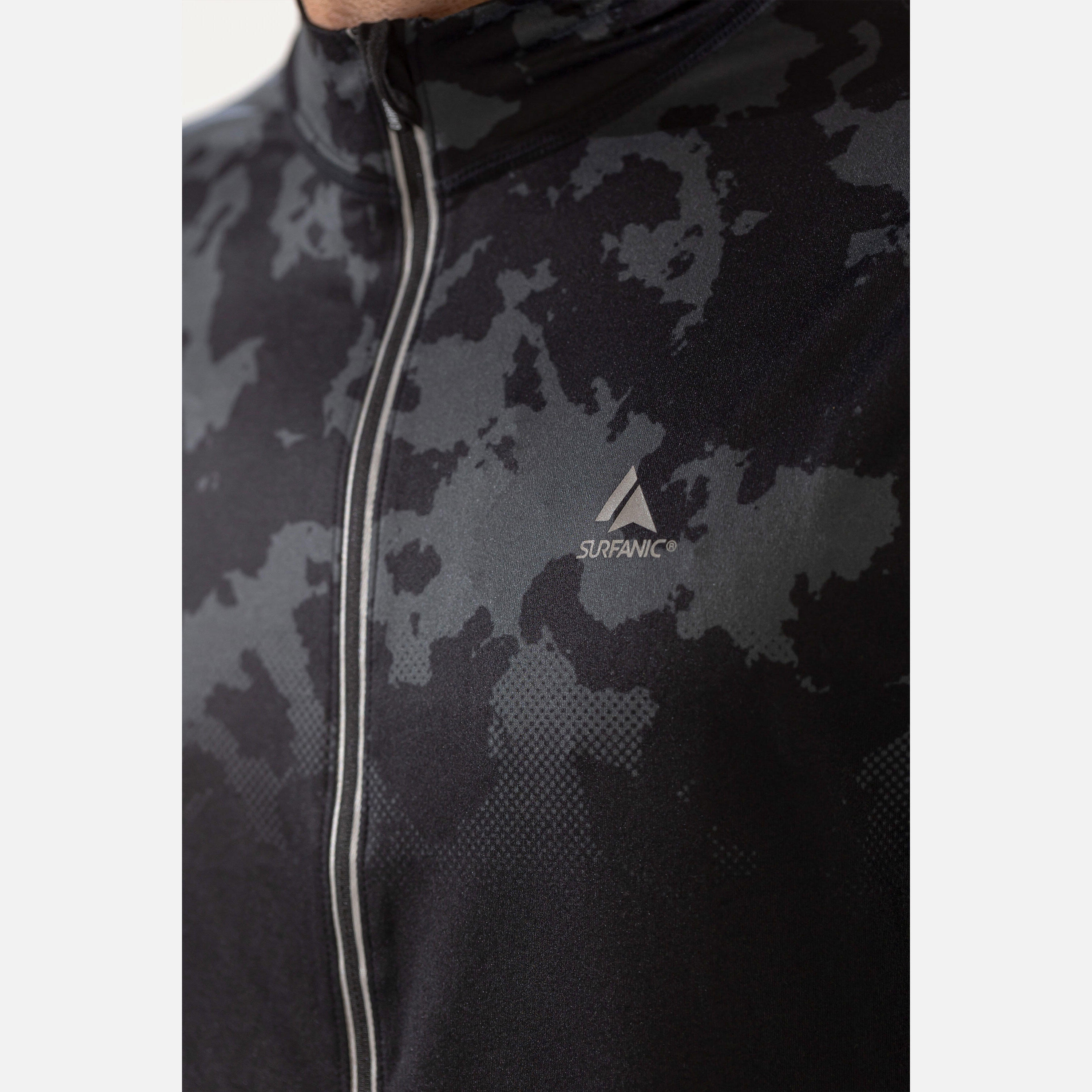 CarbonDri Bodyfit Broken Map Mens Zip Neck Black 6/7