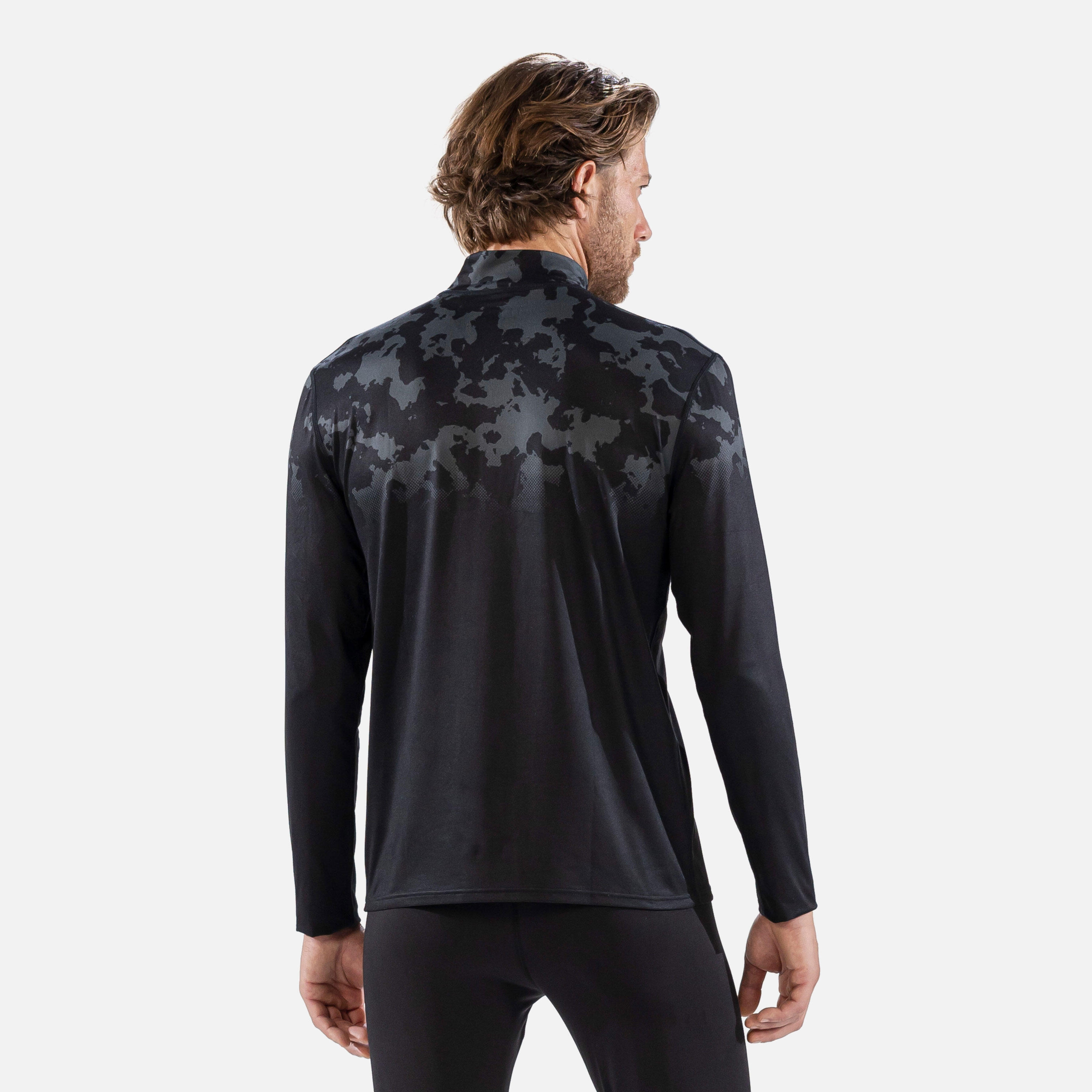 CarbonDri Bodyfit Broken Map Mens Zip Neck Black 4/7