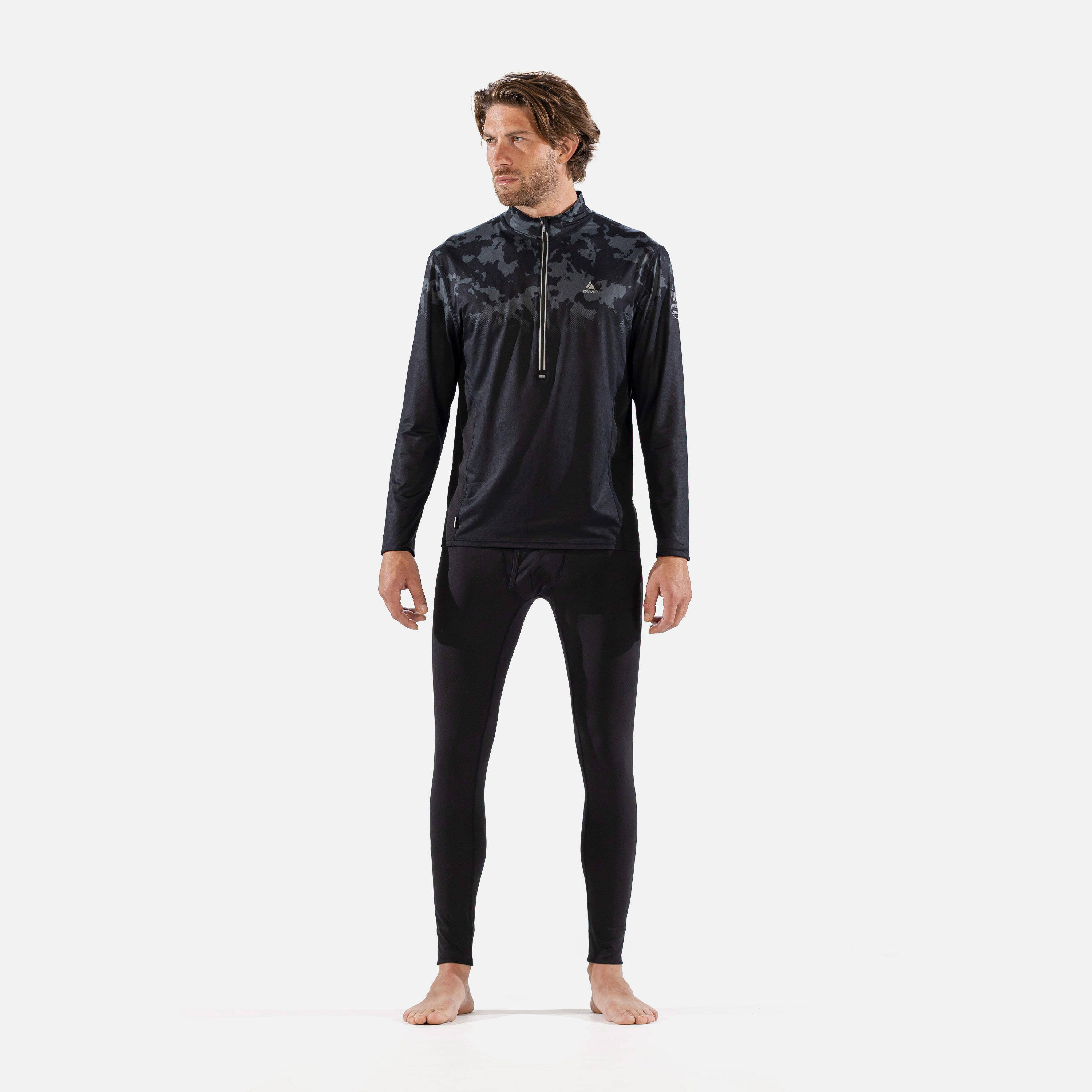 CarbonDri Bodyfit Broken Map Mens Zip Neck Black 2/7