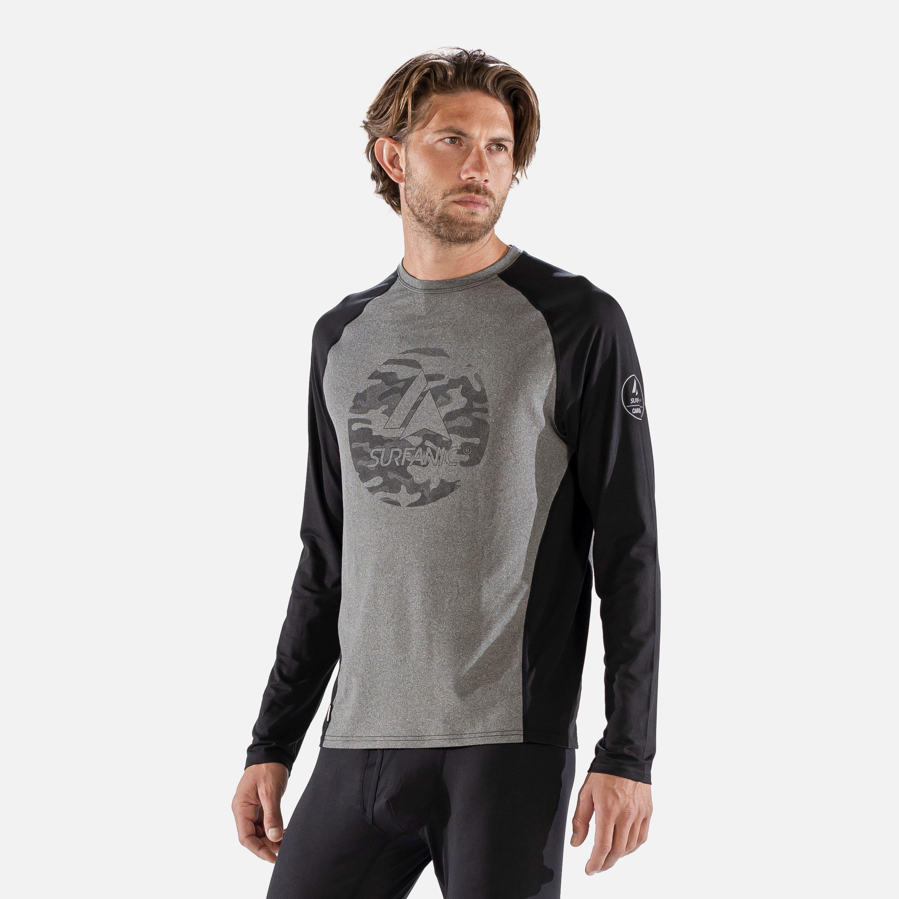 CarbonDri Bodyfit Mens Crewneck Black Camo 3/7