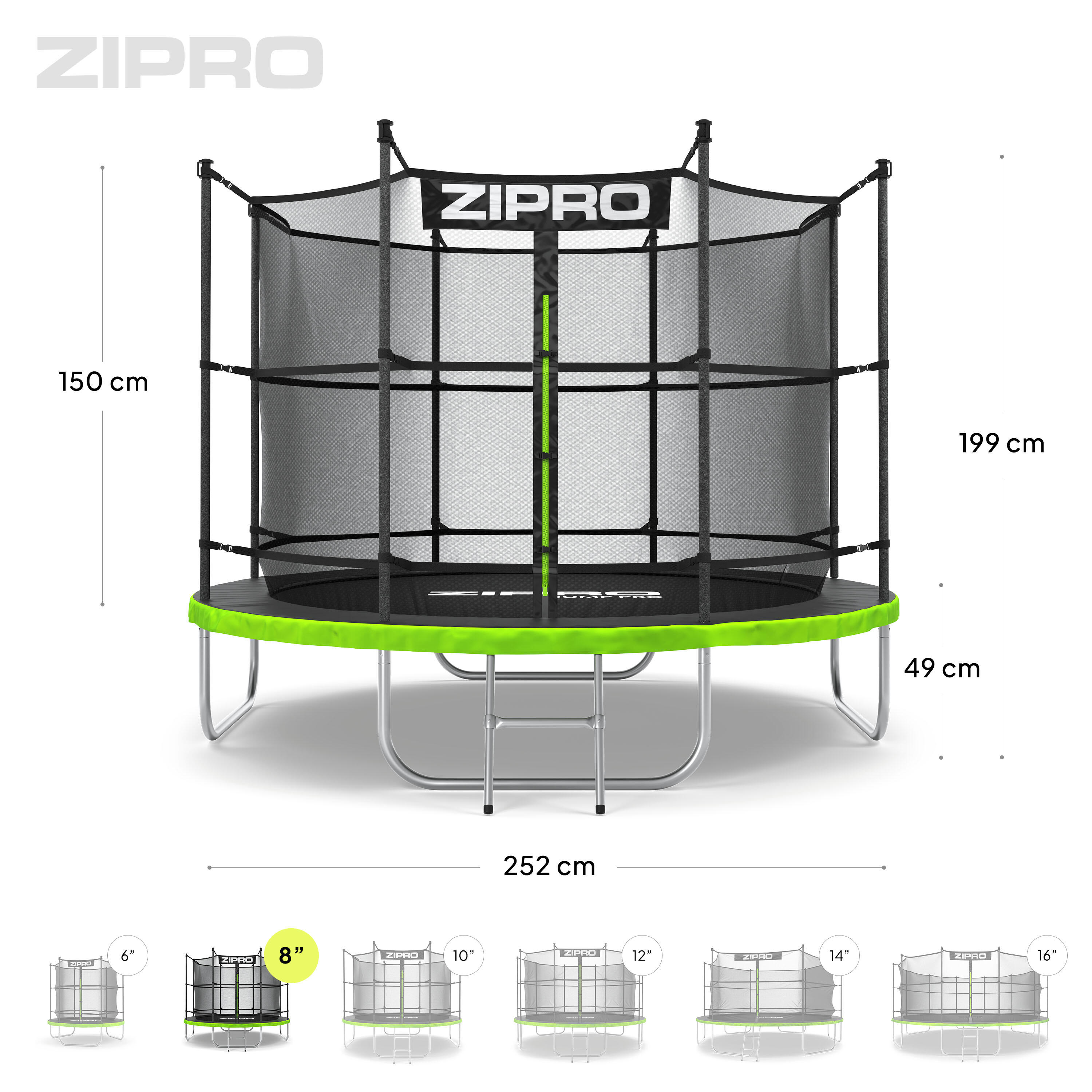 Refurbished -Jump Pro 8FT 252 cm mit Internes Sicherheitsnetz- In gutem Zustand 7/7