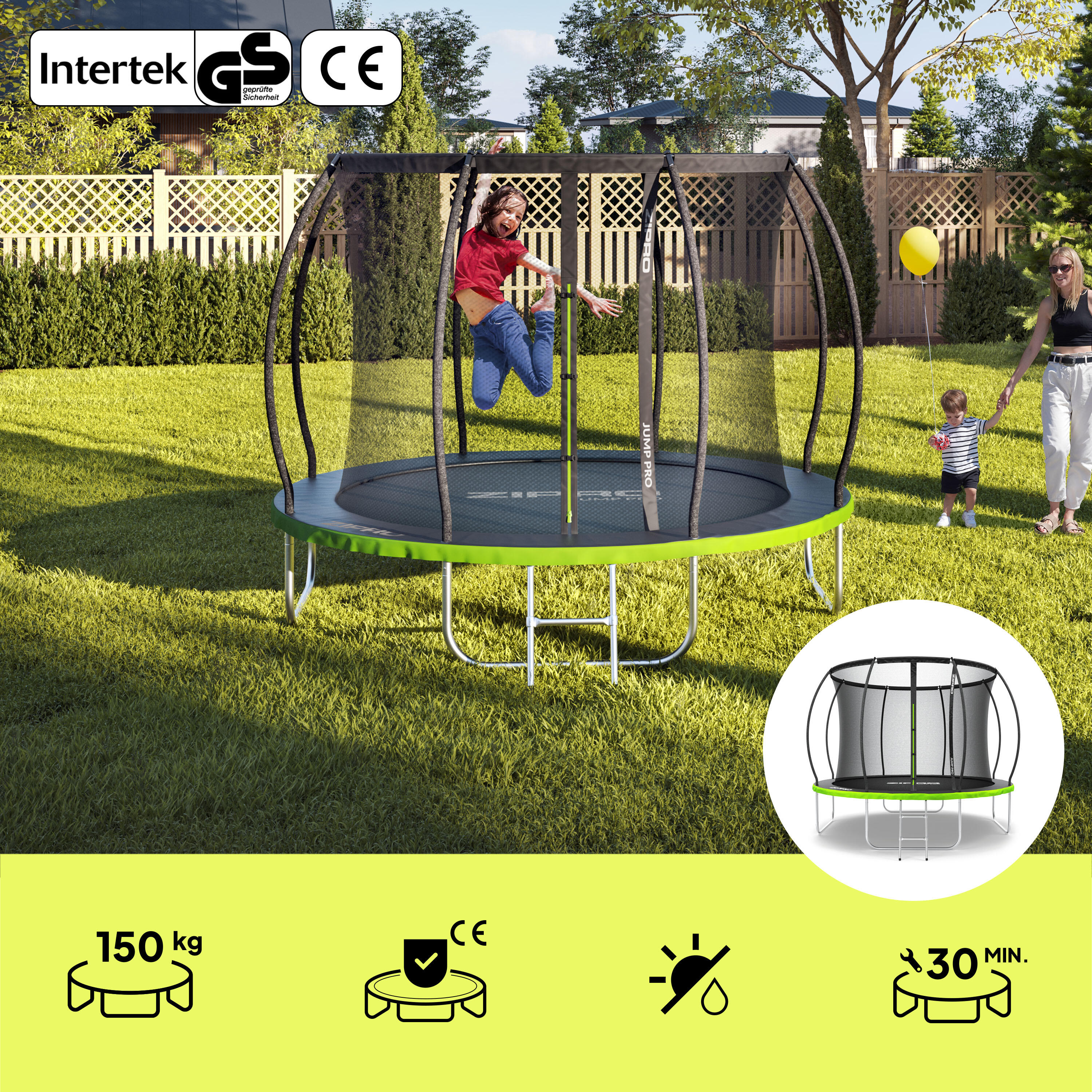 Trampoline rond Jump Pro Premium 10FT 312 cm filet de protection intérieur 3/7