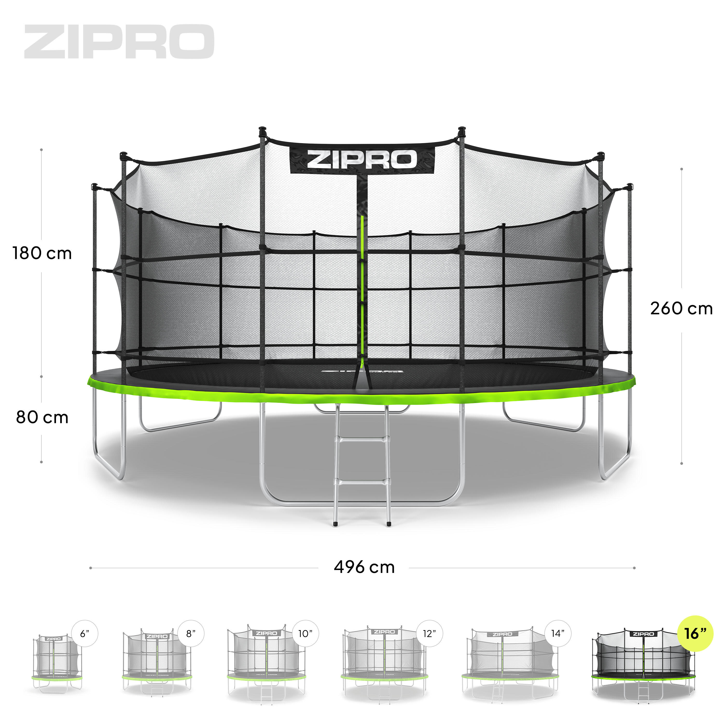Second Life - Trampolina Zipro Jump Pro z siatką wewn. 16 FT 496 cm - stan dobry 7/7