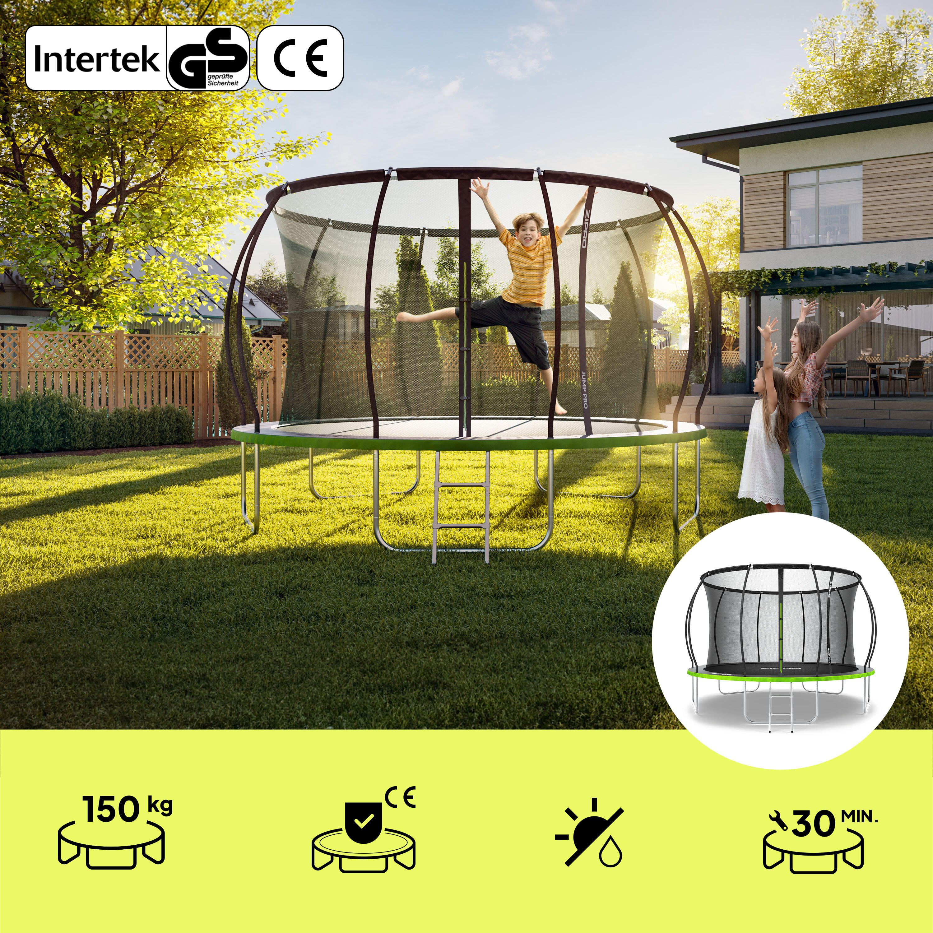 Trampoline rond Jump Pro Premium 12FT 374 cm filet de protection intérieur 3/7