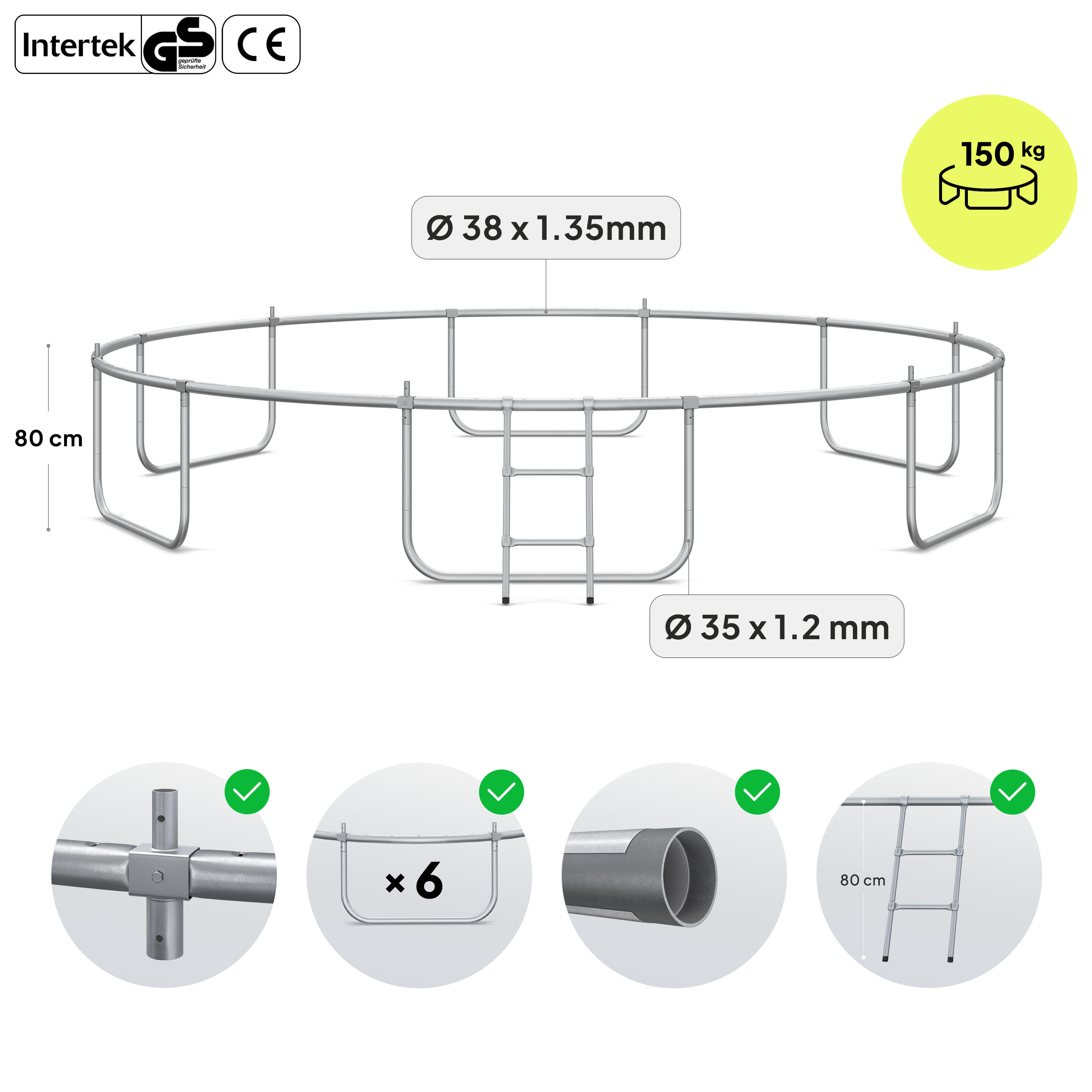 Trampoline ronde Jump Pro Premium - 14FT 435cm - met veiligheidsnet intern 7/7