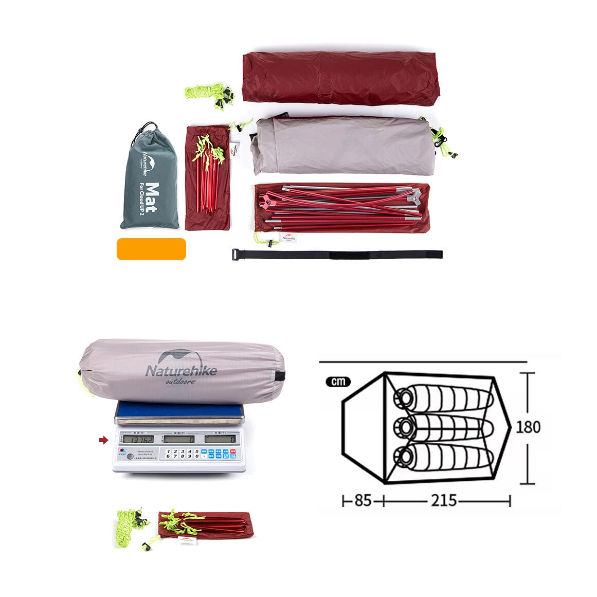 Tienda de Campaña 3 personas Naturehike Azul Cloud Up 3 Ultraligera 2/4