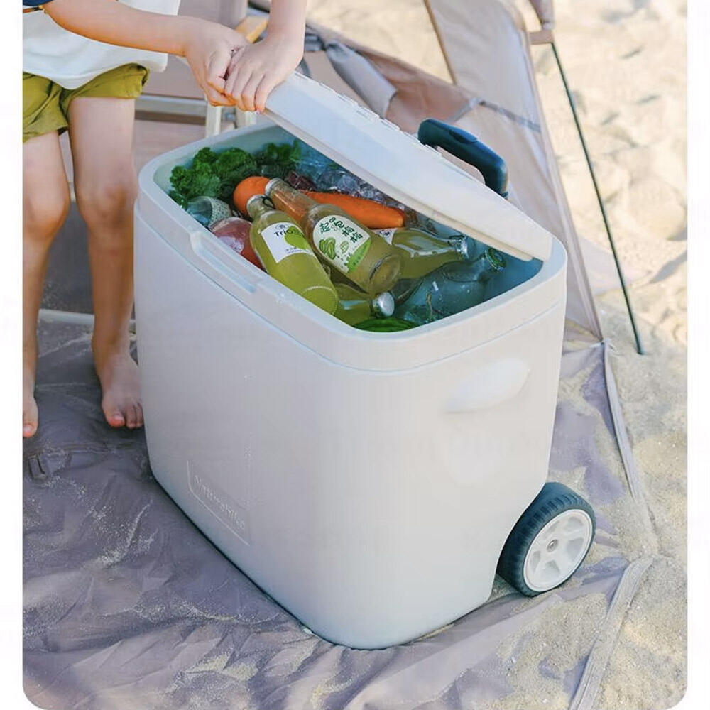 Nevera Térmica rigida para playa y camping - 28L Ligera Con Ruedas 3/6