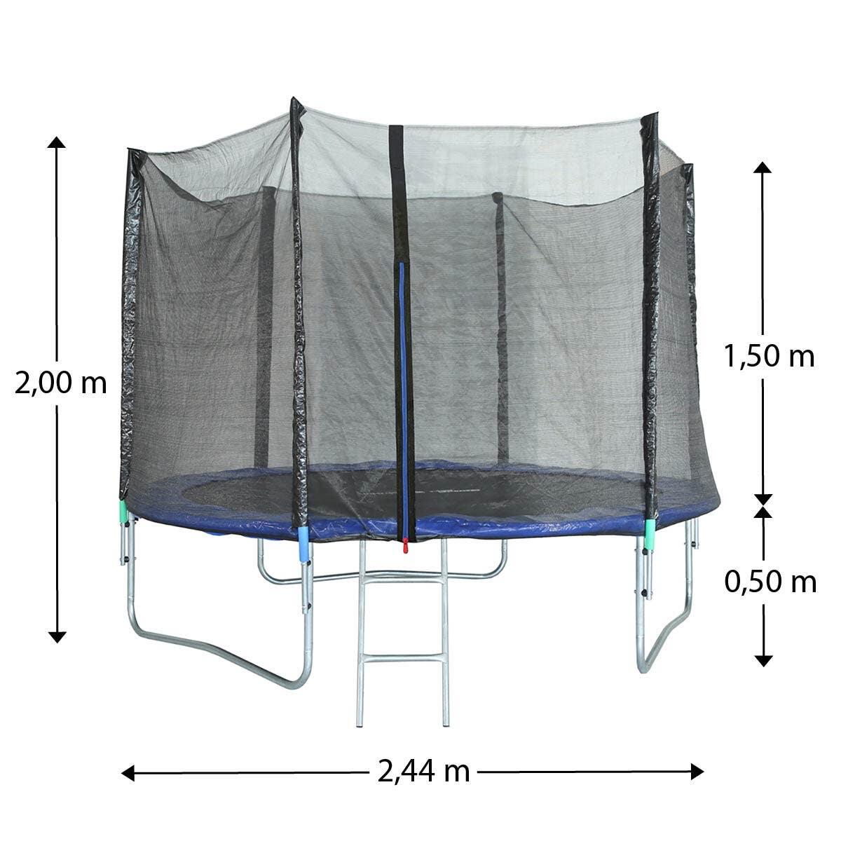 Trampoline Ø 2,44 m avec filet de sécurité et échelle 4/6