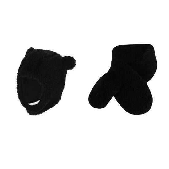 Ensemble écharpe et bonnet bébé en laine Teddy 6-12 mois gris foncé