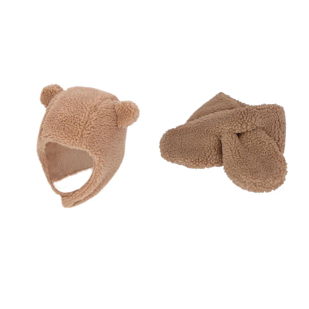 HEAT KEEPER Heatkeeper – Baby-Schal und Mütze – Set – Teddywolle – Sand