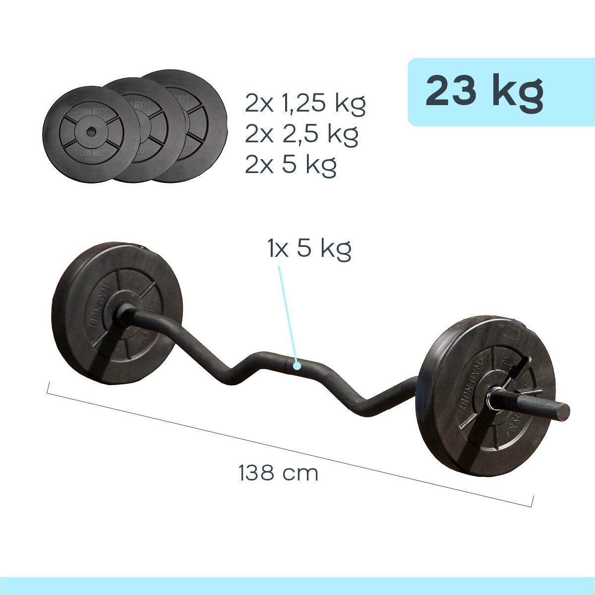 Iron Gym Curlstang EZ Curl Bar met halterset halterschijven 6/7