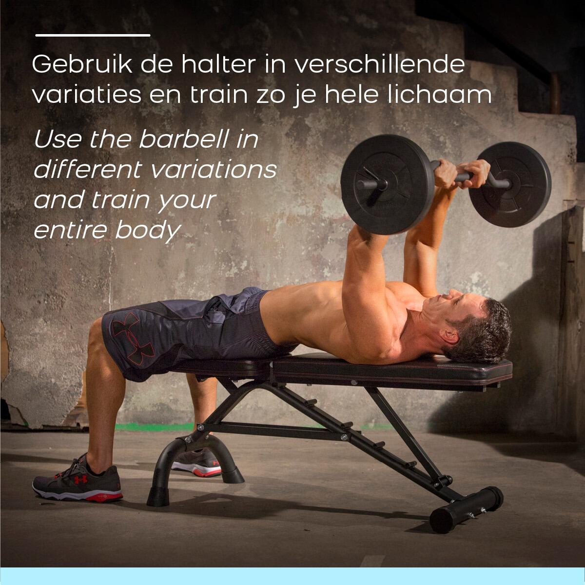 Iron Gym Curlstang EZ Curl Bar met halterset halterschijven 4/7