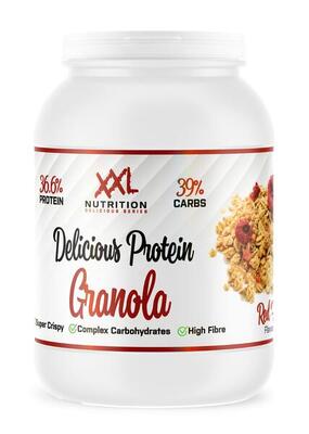Delicious protein granola - krokante muesli - rood fruit - 450 gram