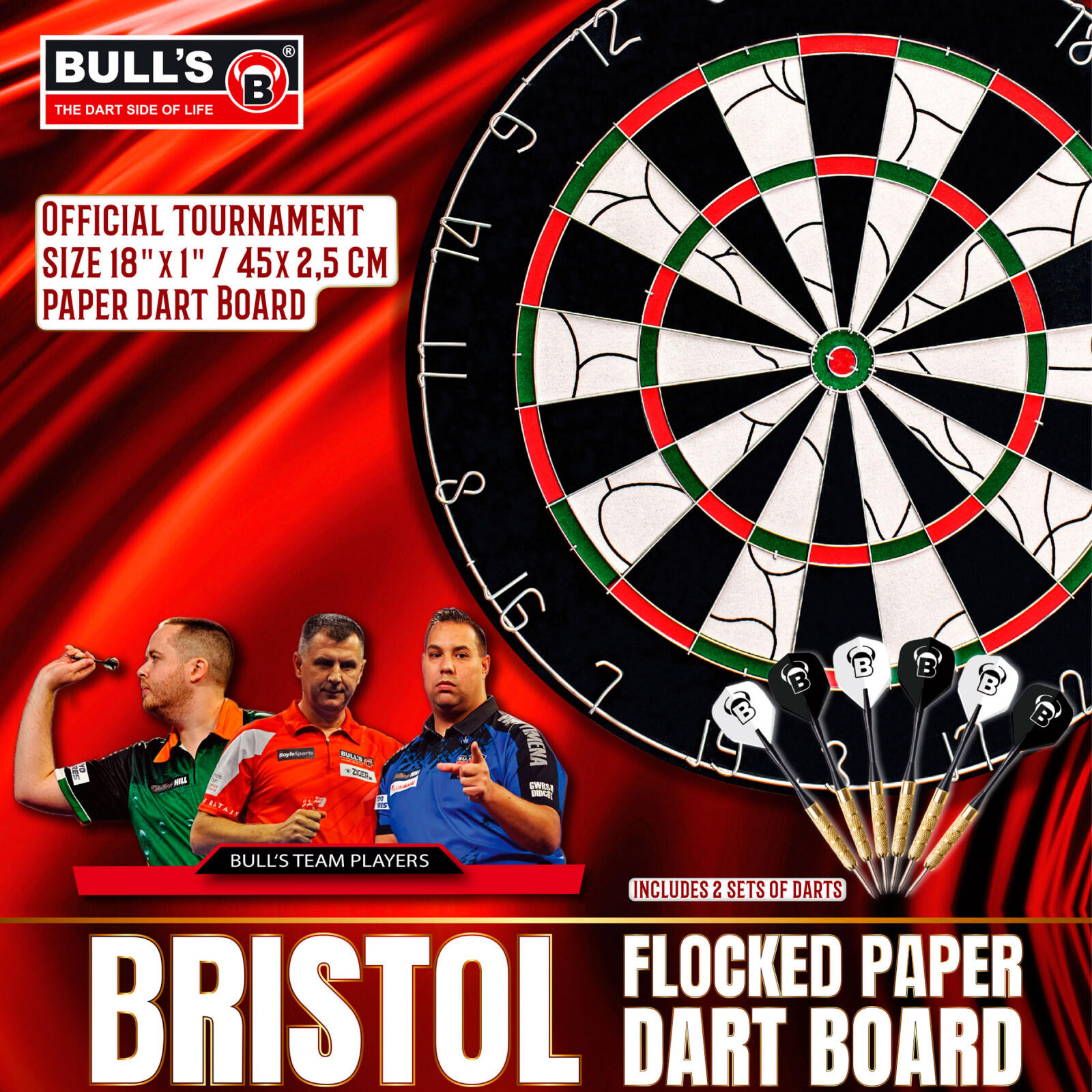 BULL'S Bristol Flocked Paper Dartboard 3/3