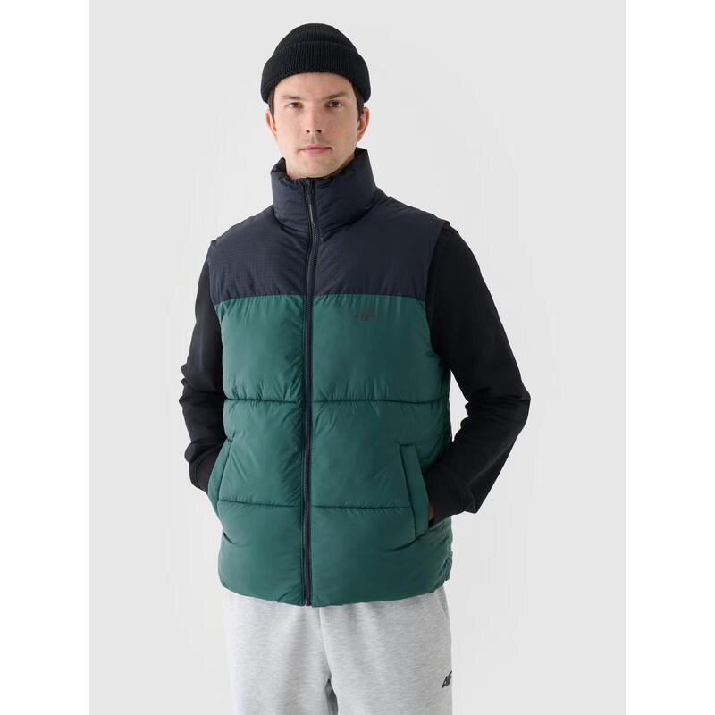 Vestă matlasată 4F bărbați, umplutură sintetică hidrofobă, verde, S.