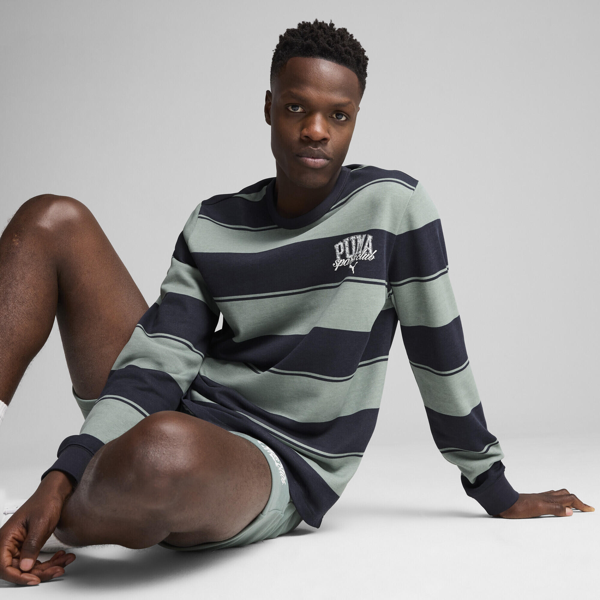 PUMA Class gestreepte crewtop voor heren PUMA Green Moon 6/7