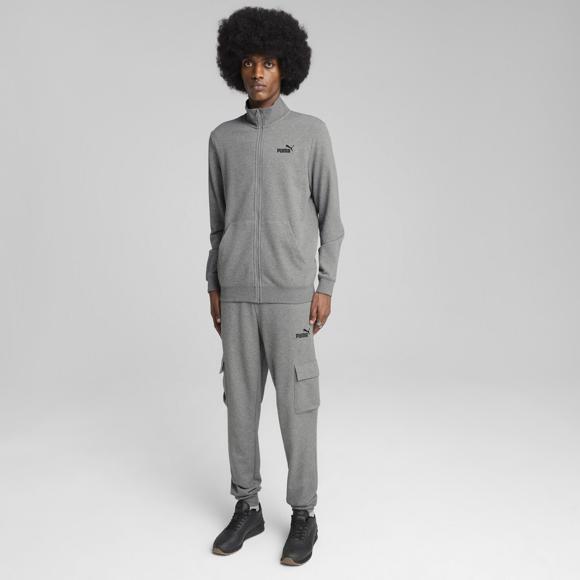 Giacca da corsa con logo Essentials N. 1 da uomo PUMA Medium Gray Heather 5/7