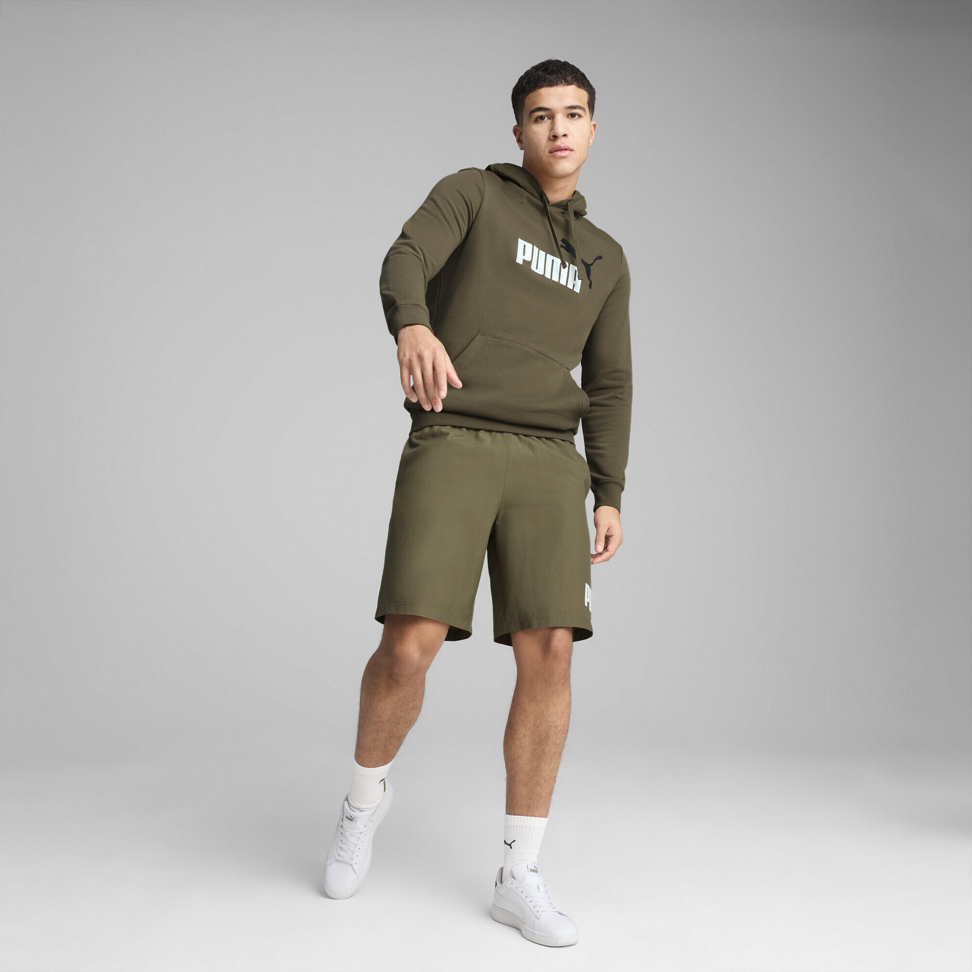 Felpa con cappuccio con logo Essentials bicolore N. 1 da uomo PUMA Loden Green 4/7
