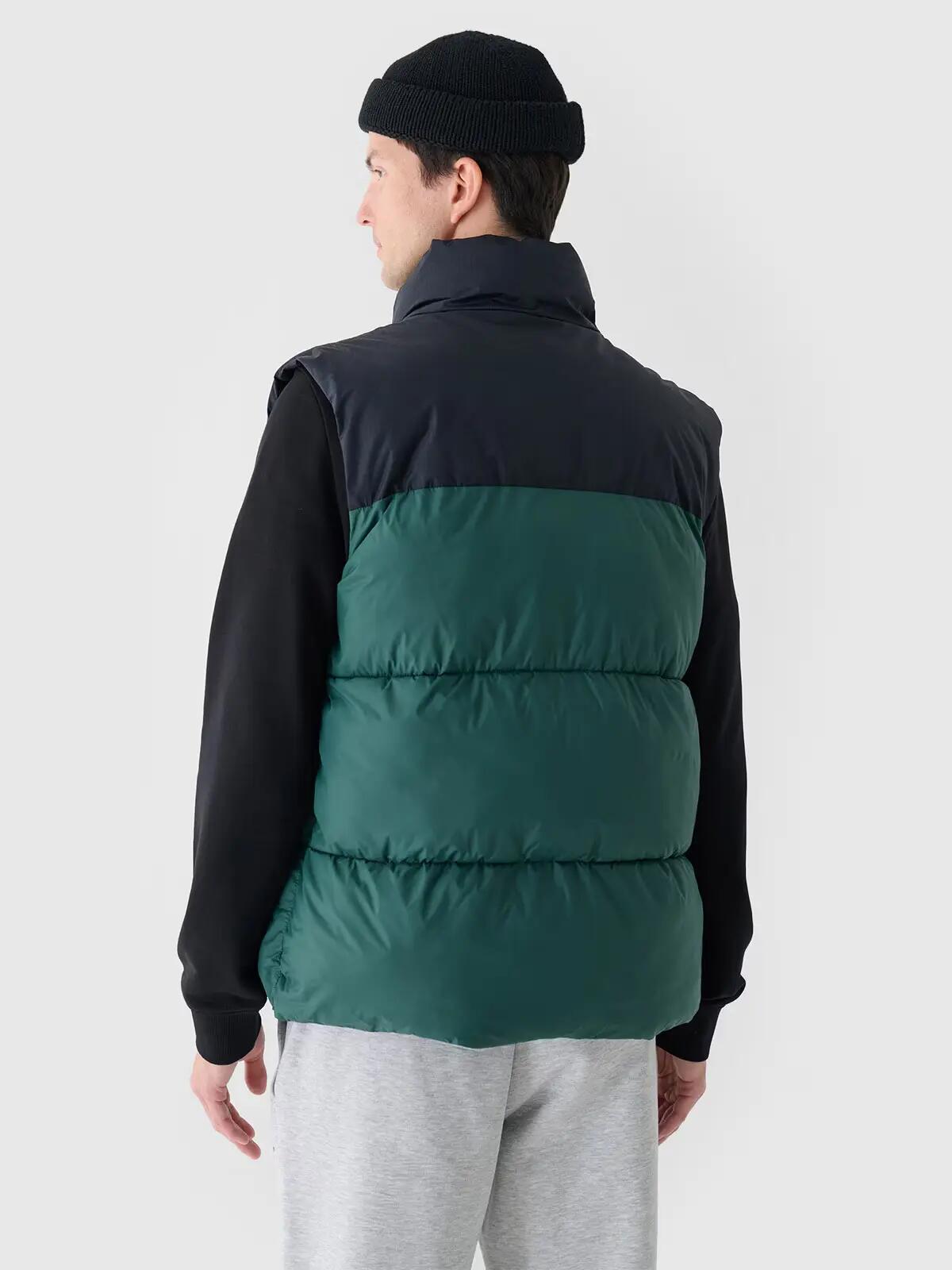 Vestă matlasată 4F bărbați, umplutură sintetică hidrofobă, verde, S. 5/6