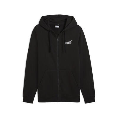 Essentials no. 1-logo hoodie met volledige rits voor heren puma black