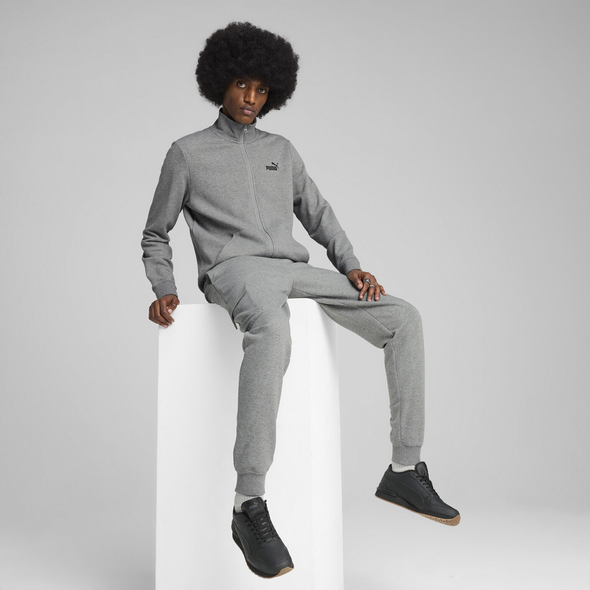 Giacca da corsa con logo Essentials N. 1 da uomo PUMA Medium Gray Heather 4/7