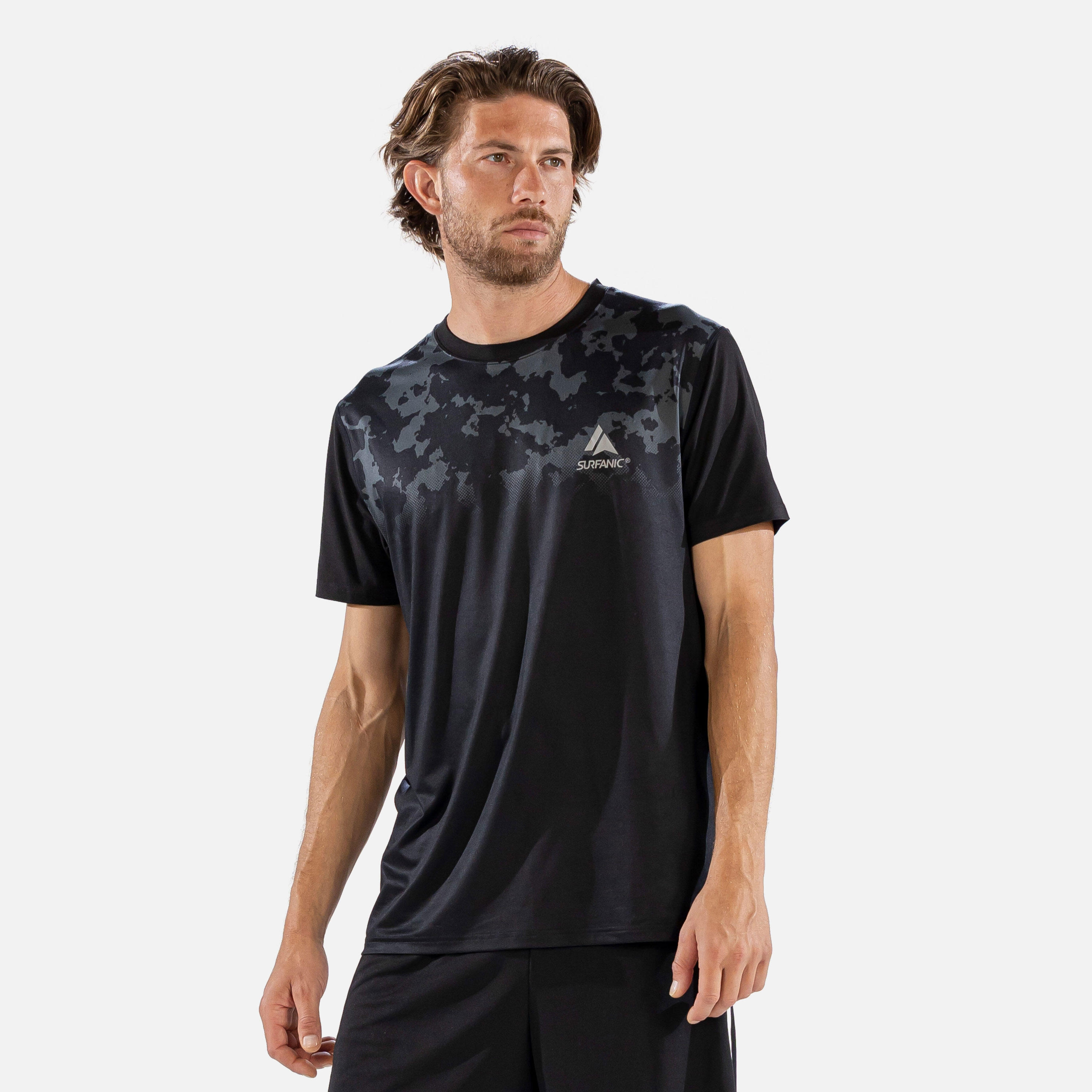 SURFANIC CarbonDri Bodyfit Broken Map Mens Short Sleeve Black