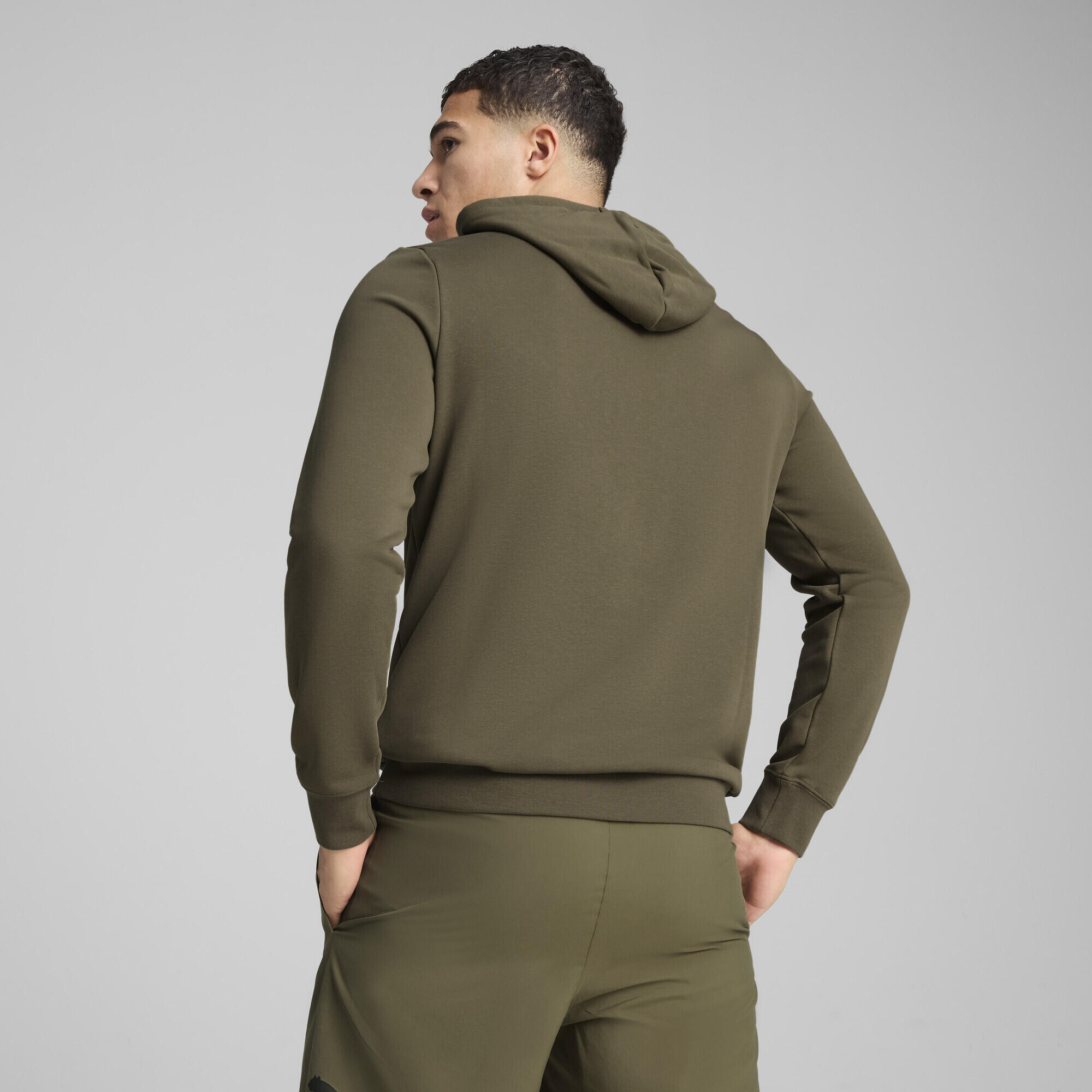 Felpa con cappuccio con logo Essentials bicolore N. 1 da uomo PUMA Loden Green 3/7