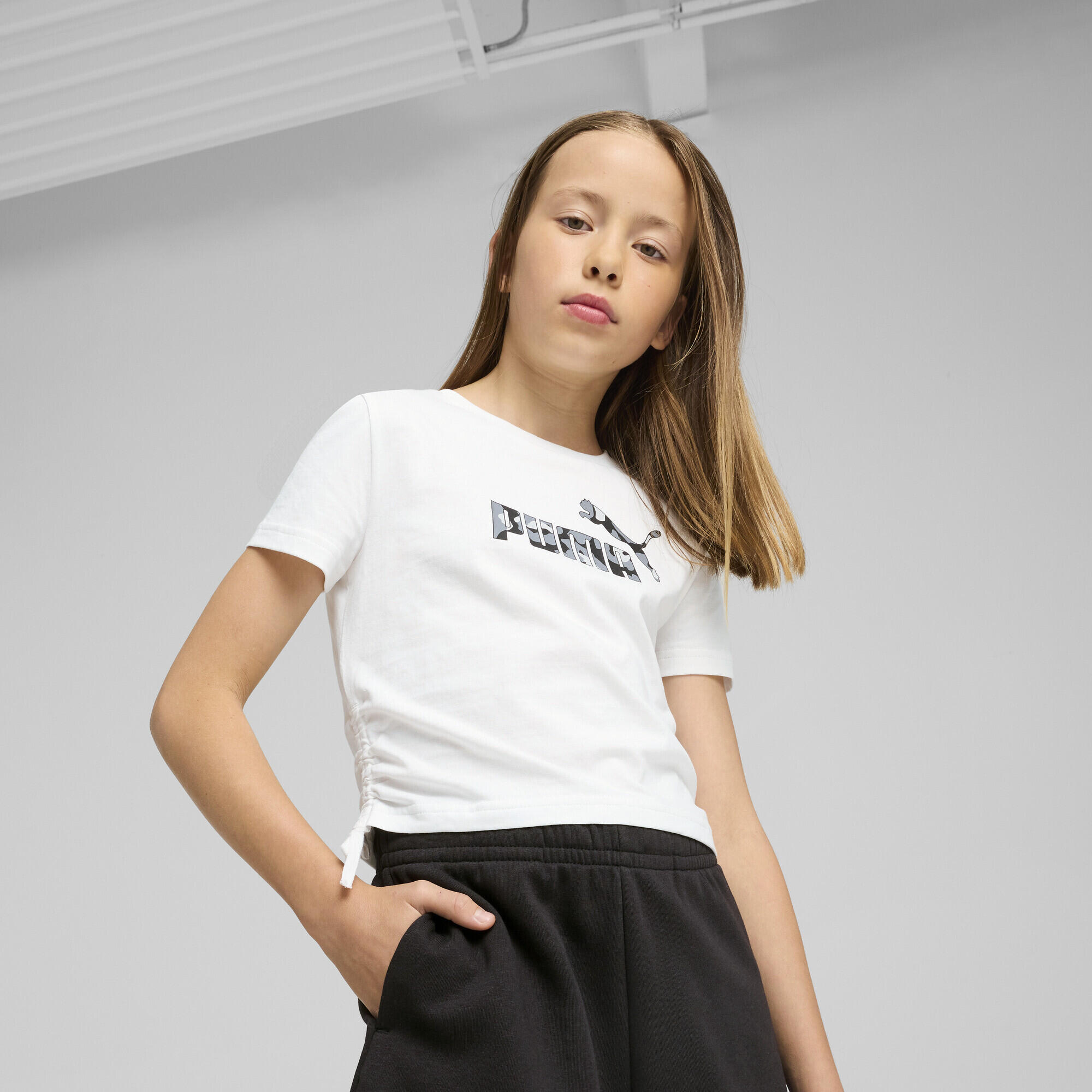Essentials Animal Logo Infill T-shirt met geknoopt detail voor jongeren PUMA 2/7
