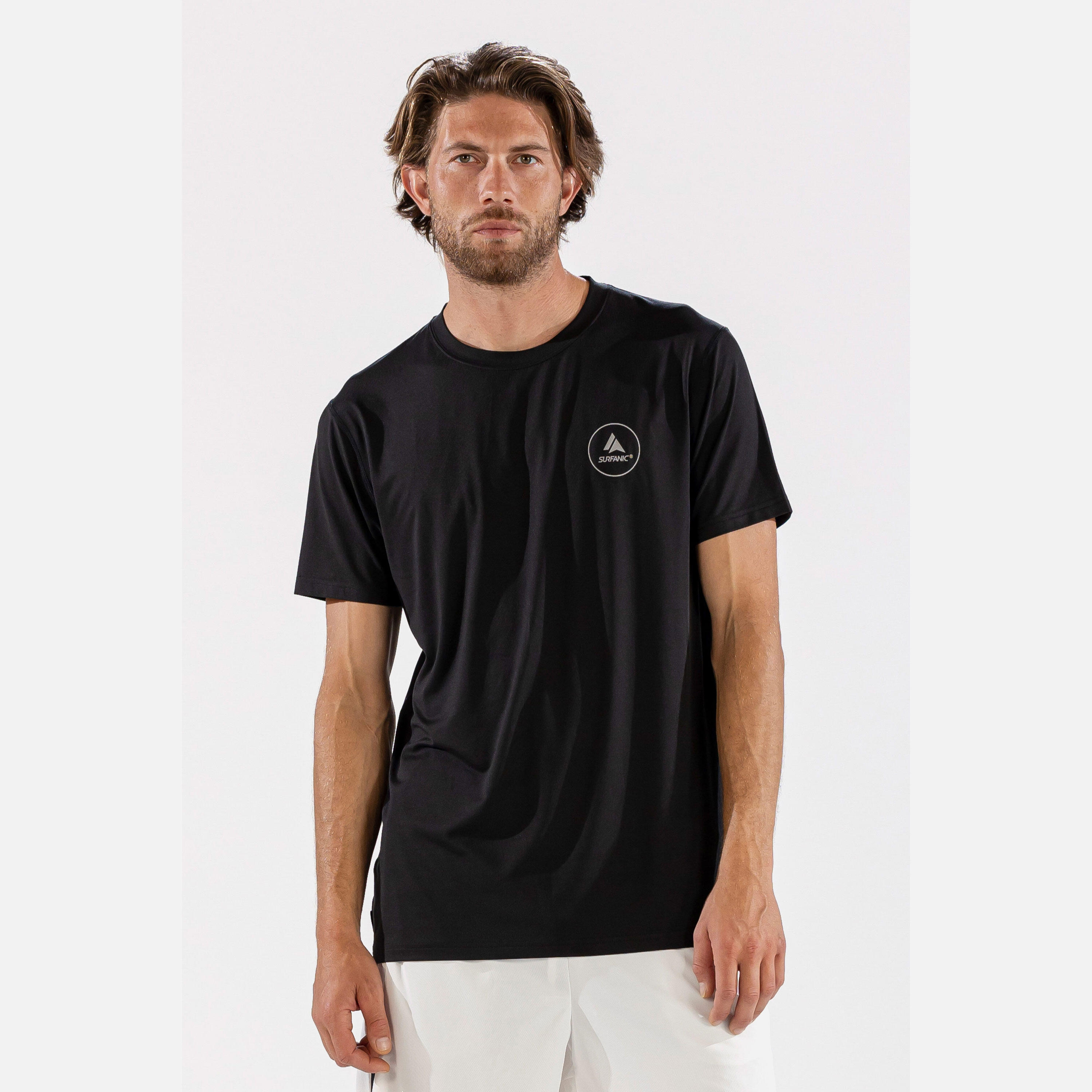 SURFANIC CarbonDri Bodyfit Contour Mens Short Sleeve Black