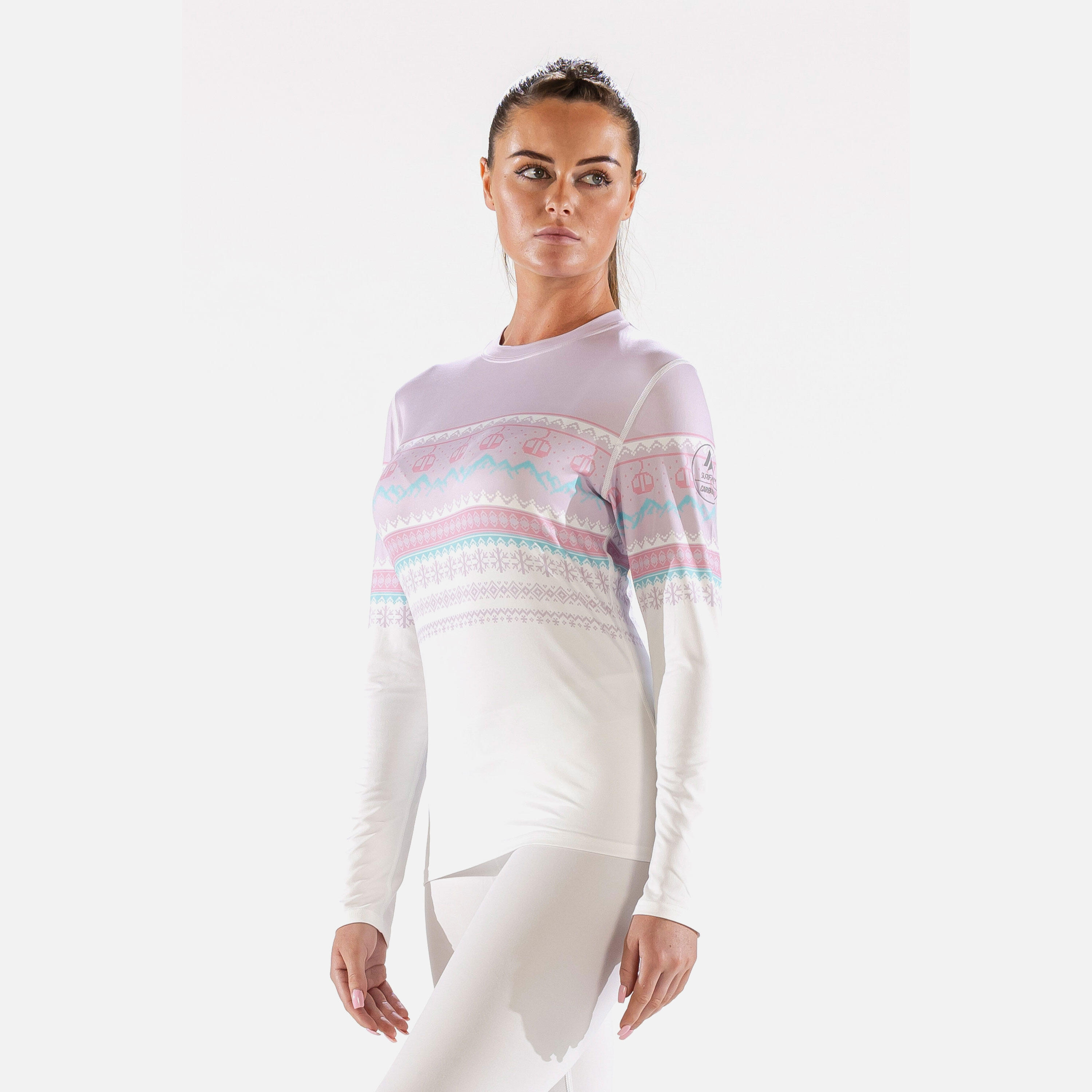 SURFANIC Carbondri Cozy Fairisle Womens Crew Neck Pink