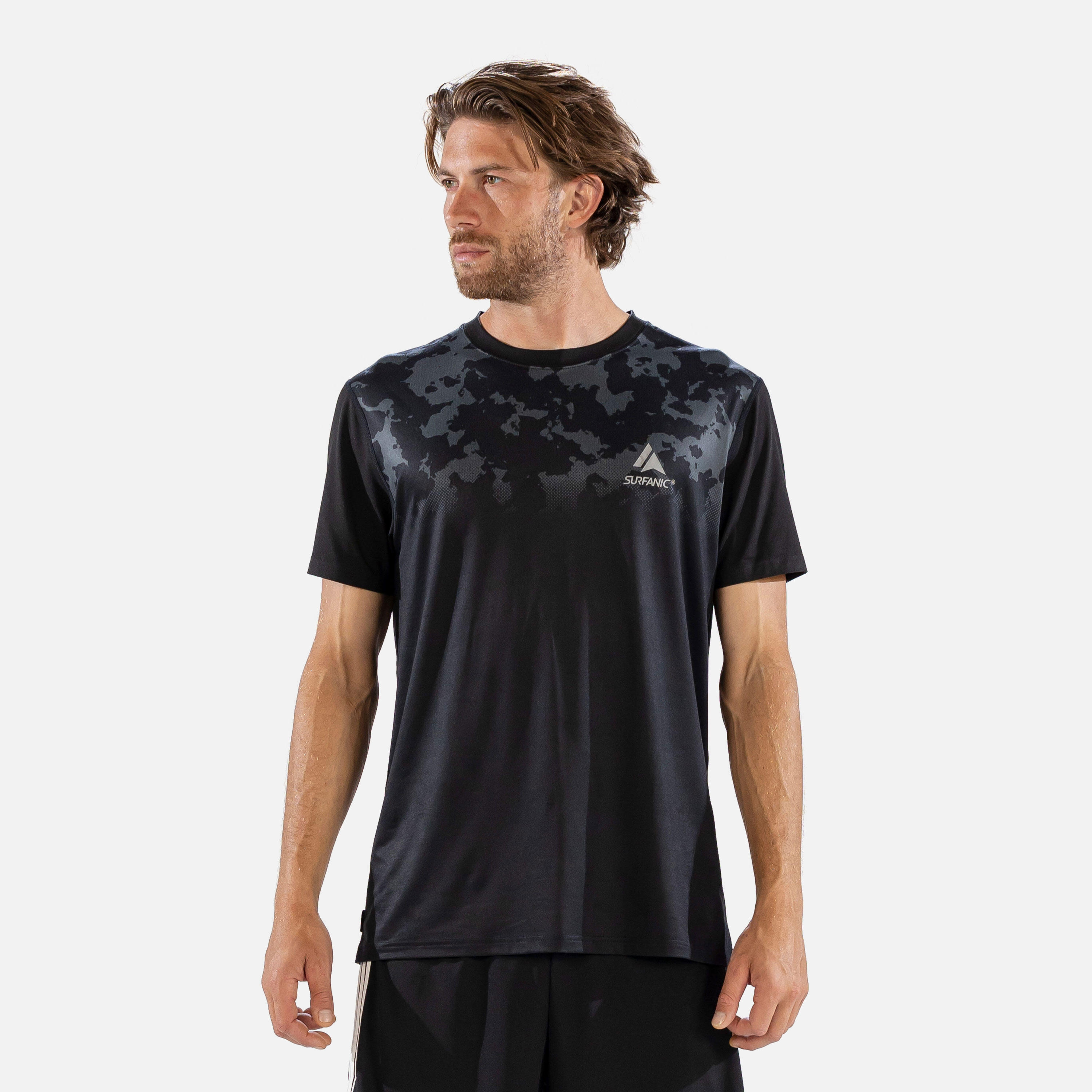 CarbonDri Bodyfit Broken Map Mens Short Sleeve Black 2/4