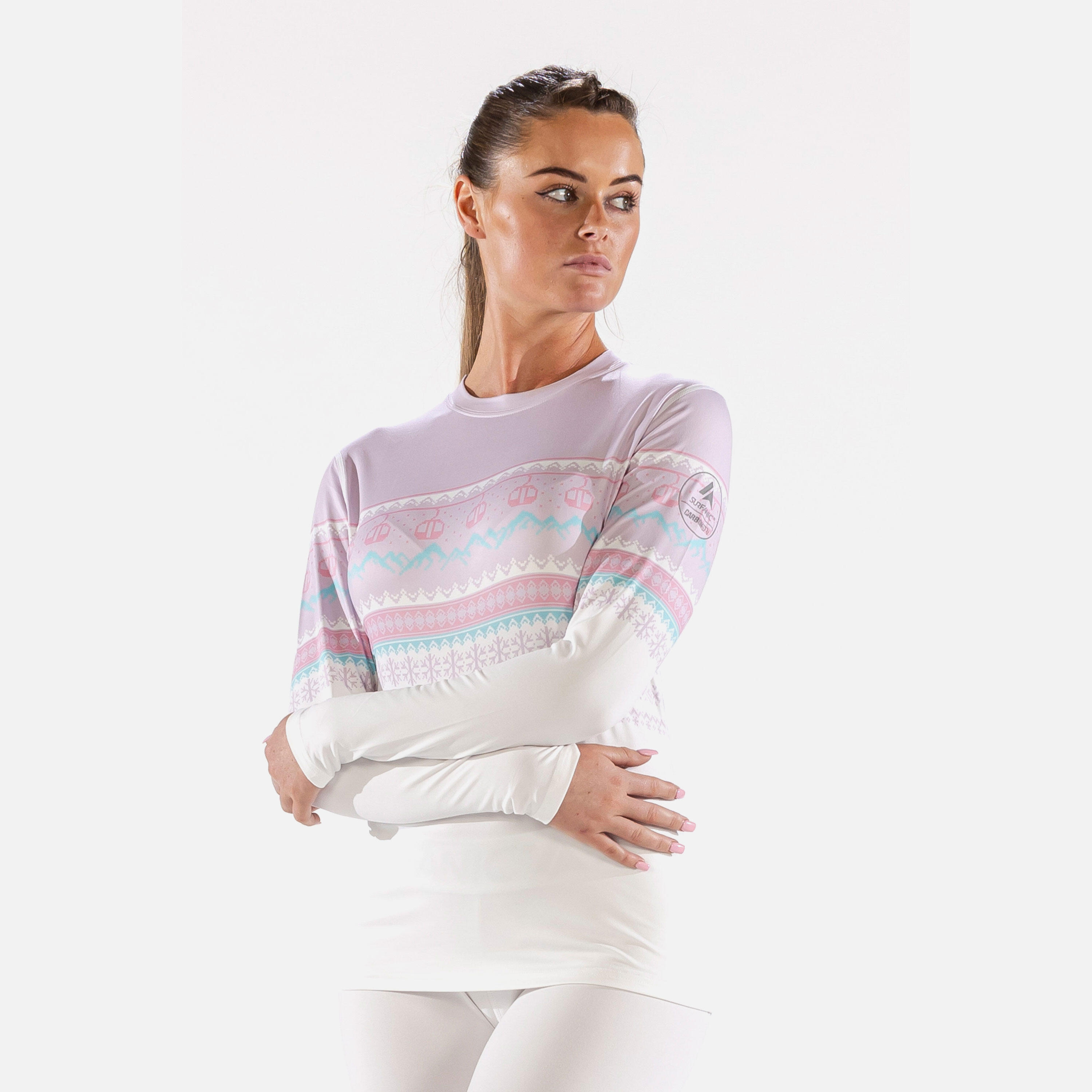 Carbondri Cozy Fairisle Womens Crew Neck Pink 2/7