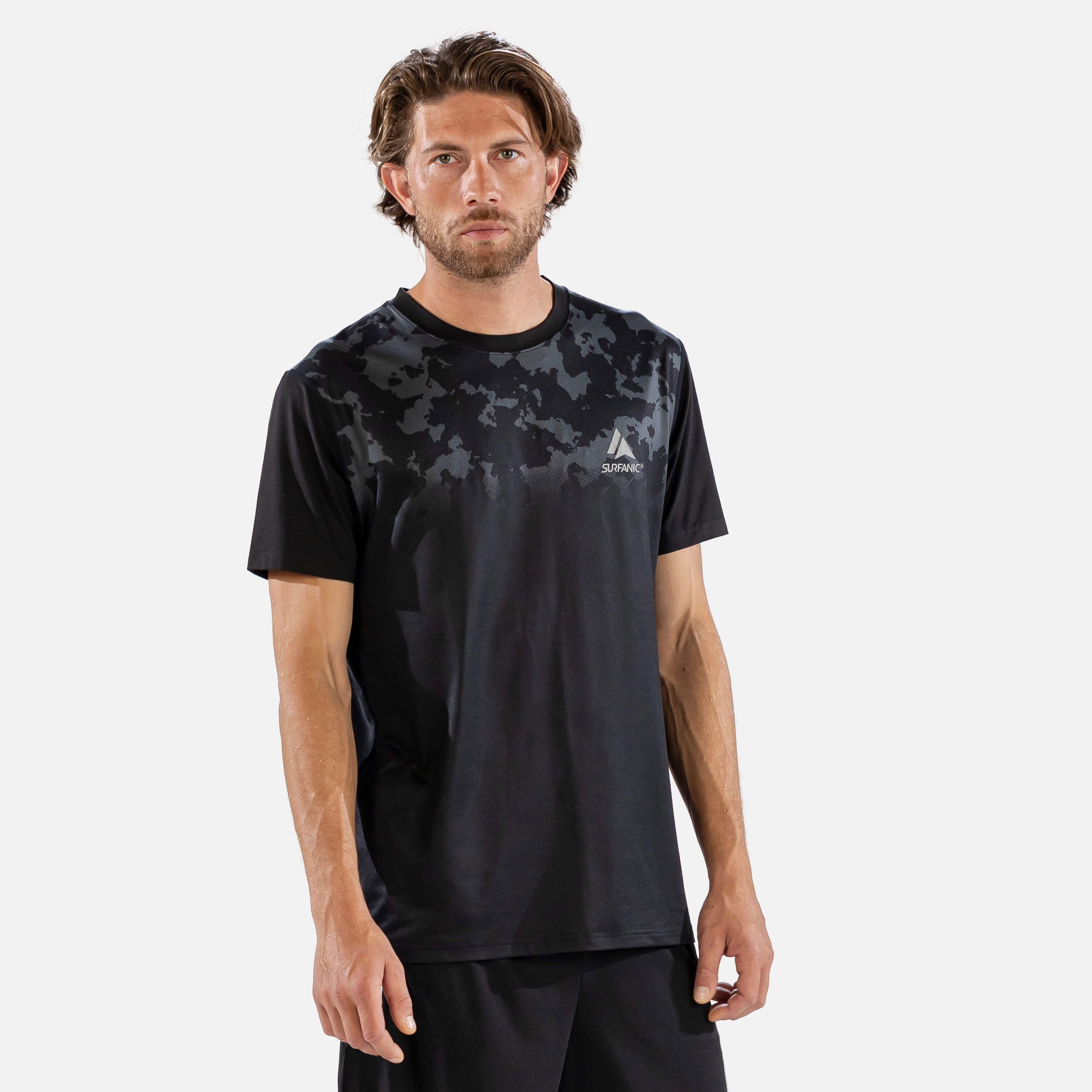 CarbonDri Bodyfit Broken Map Mens Short Sleeve Black 3/4