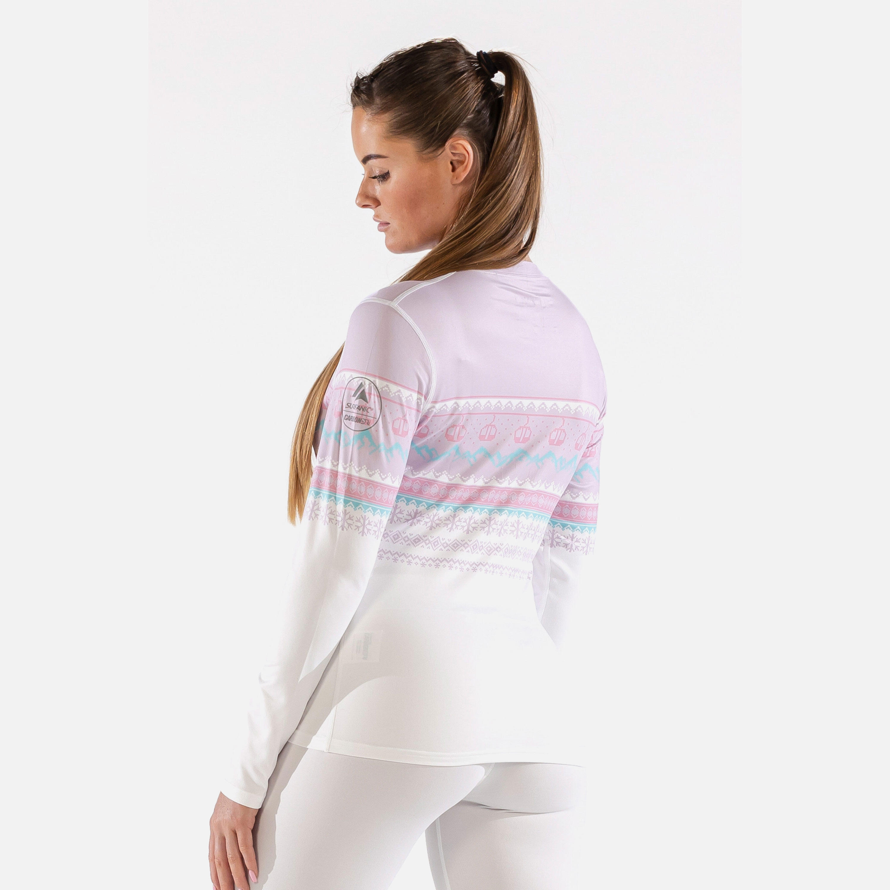 Carbondri Cozy Fairisle Womens Crew Neck Pink 5/7