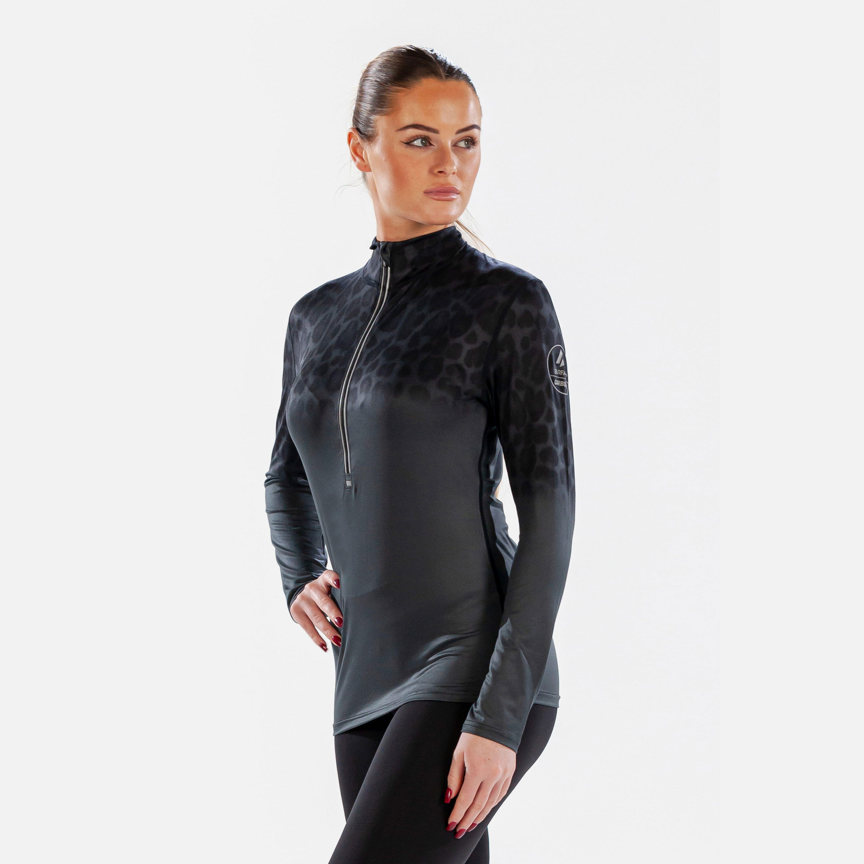 CarbonDri Cozy Jag Womens Zip Neck Jet Black 3/6