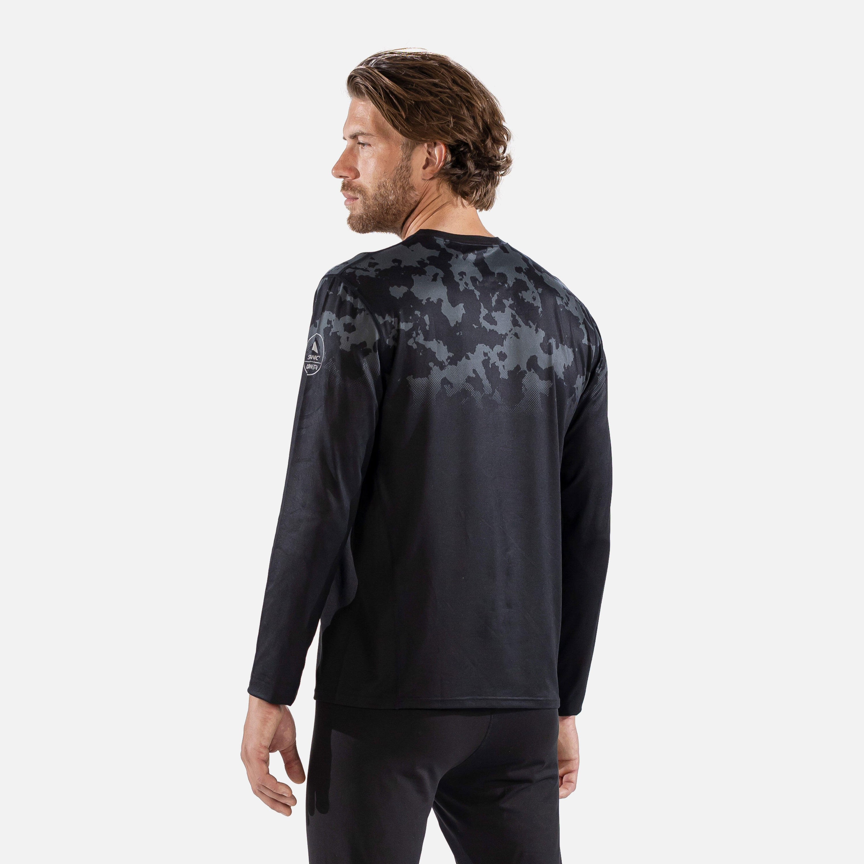 CarbonDri Bodyfit Broken Map Mens Crew Neck Black 3/7