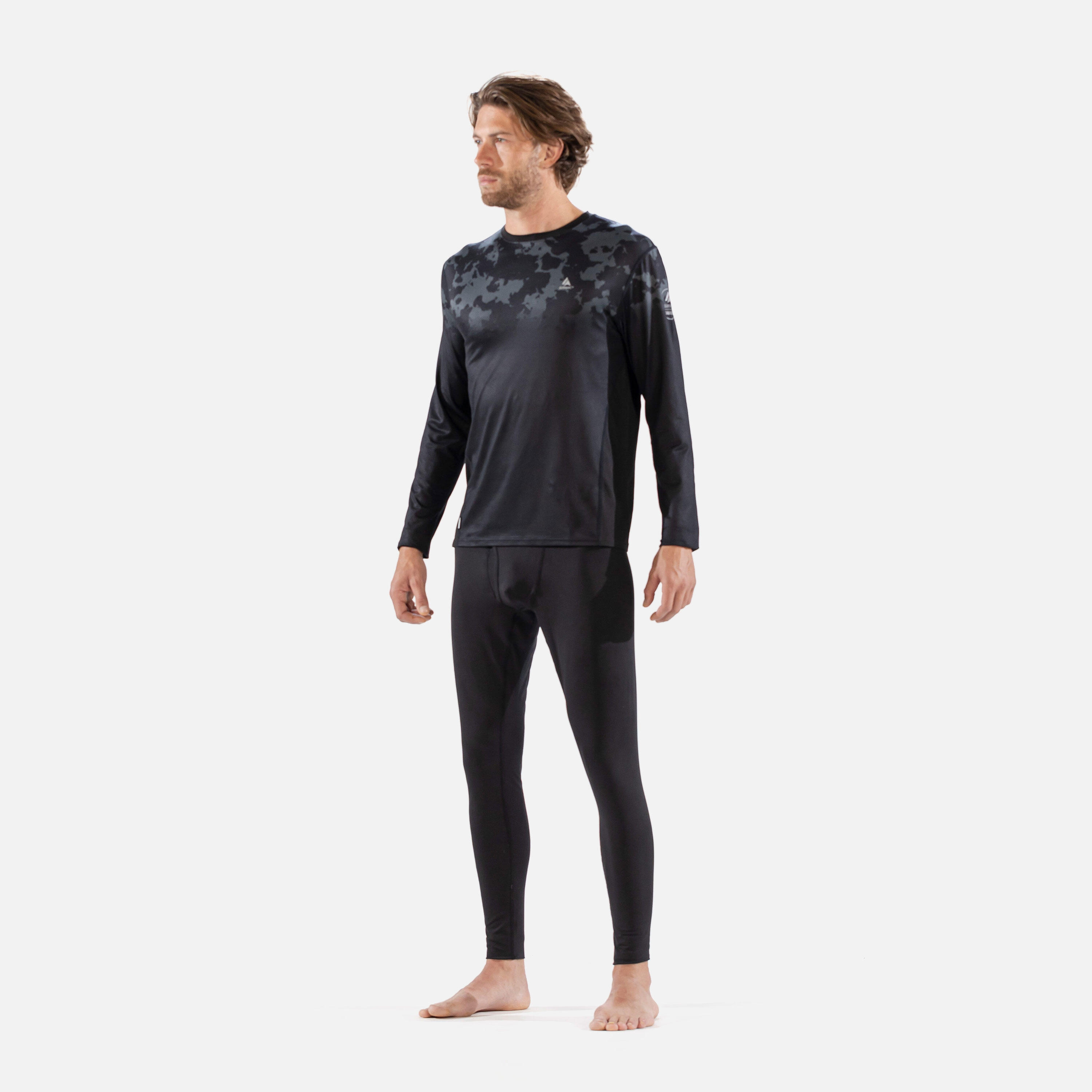 CarbonDri Bodyfit Broken Map Mens Crew Neck Black 2/7