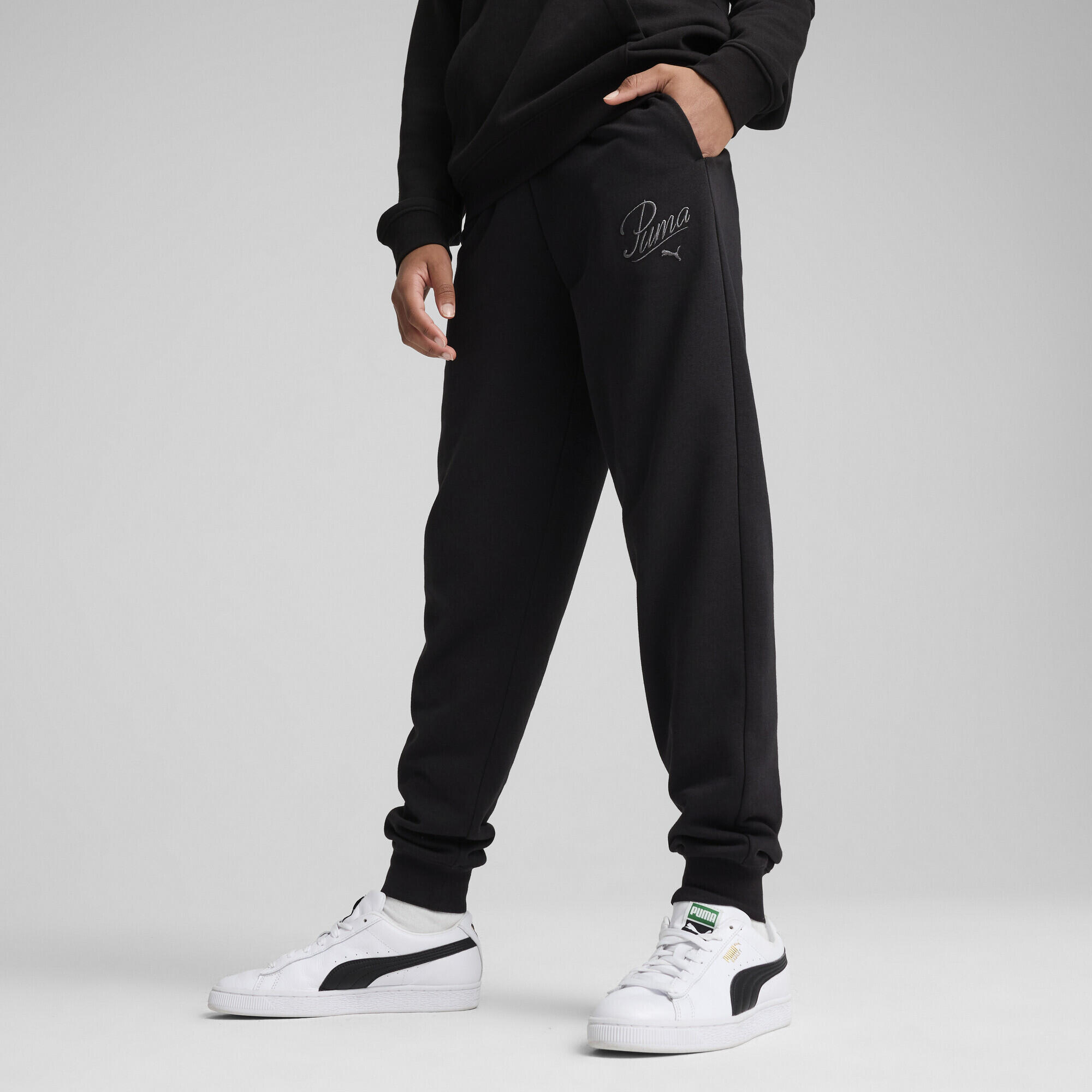 Pantaloni della tuta Essentials Script per ragazzi PUMA Black 2/7