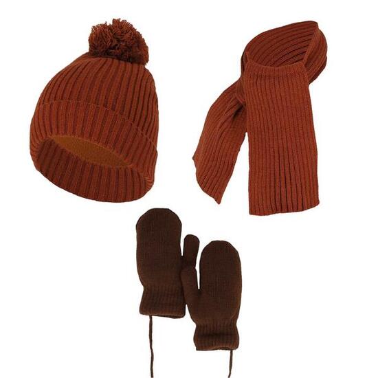 Ensemble d'hiver pour bébé (gants écharpe et bonnet) 0-12 mois marron moyen
