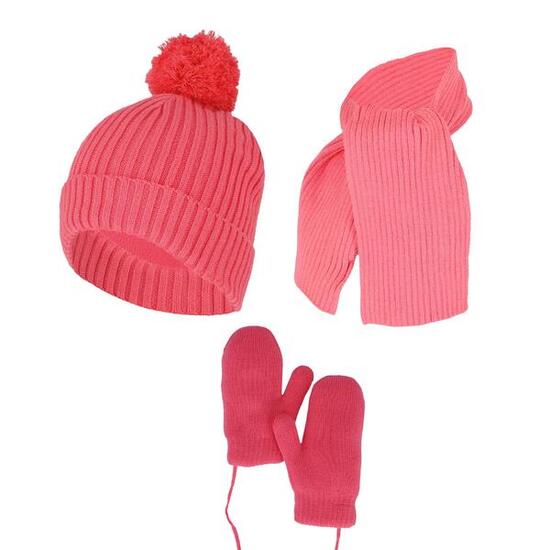 Ensemble d'hiver pour bébé (gants écharpe et bonnet) rose 0-12 mois