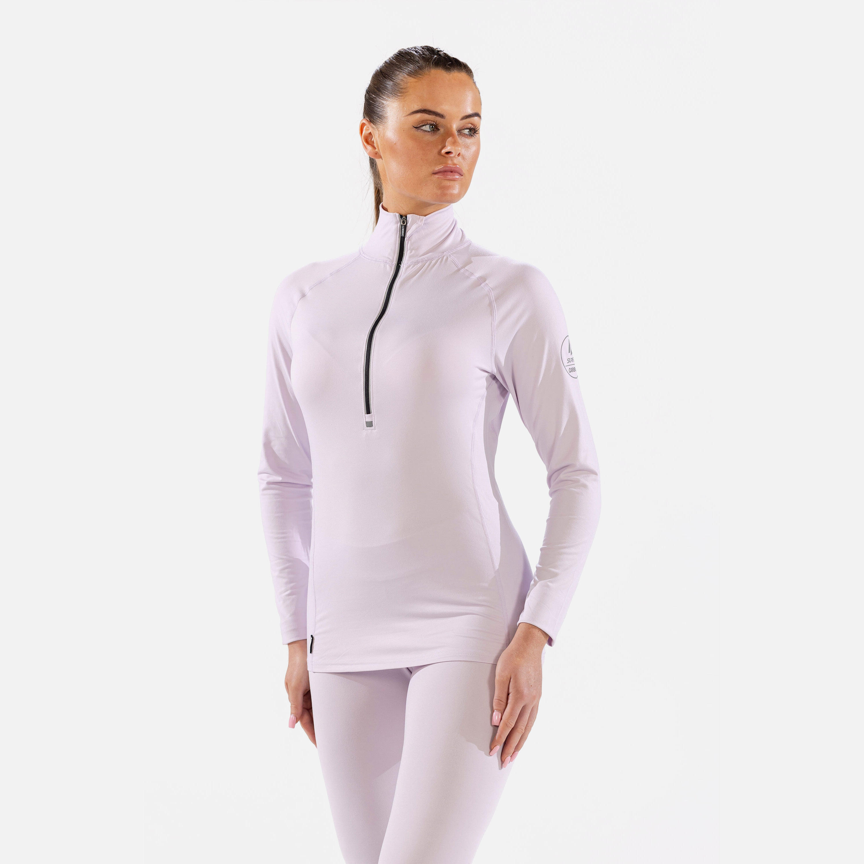 CarbonDri Cozy Womens Zip Neck Ice Lilac 3/7