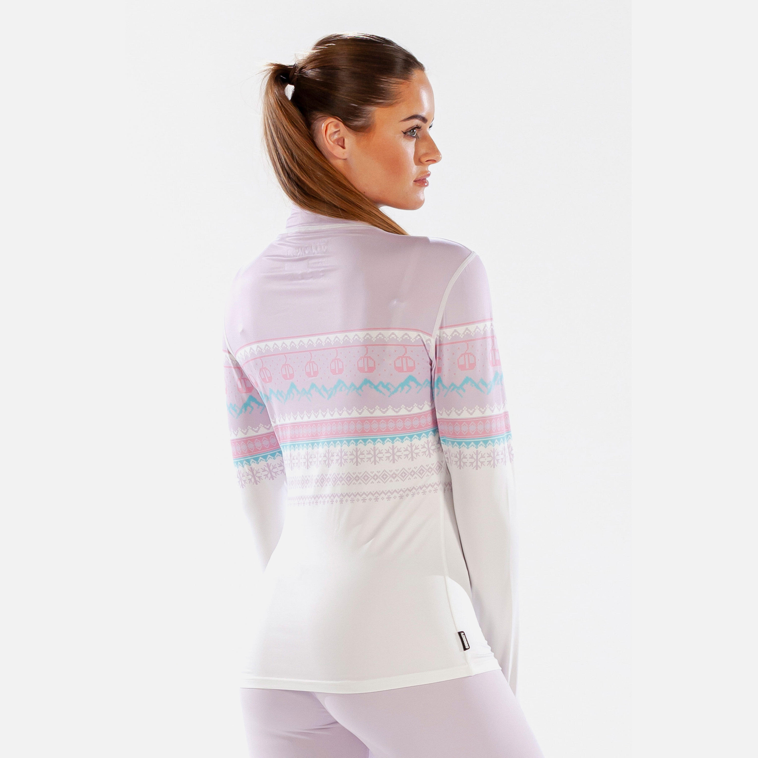 Carbondri Cozy Fairisle Womens Zip Neck Pink 4/6