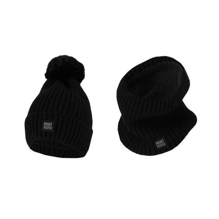 Thermo-Set Damen – Mütze/Halswärmer – Schwarz – Einheitsgröße