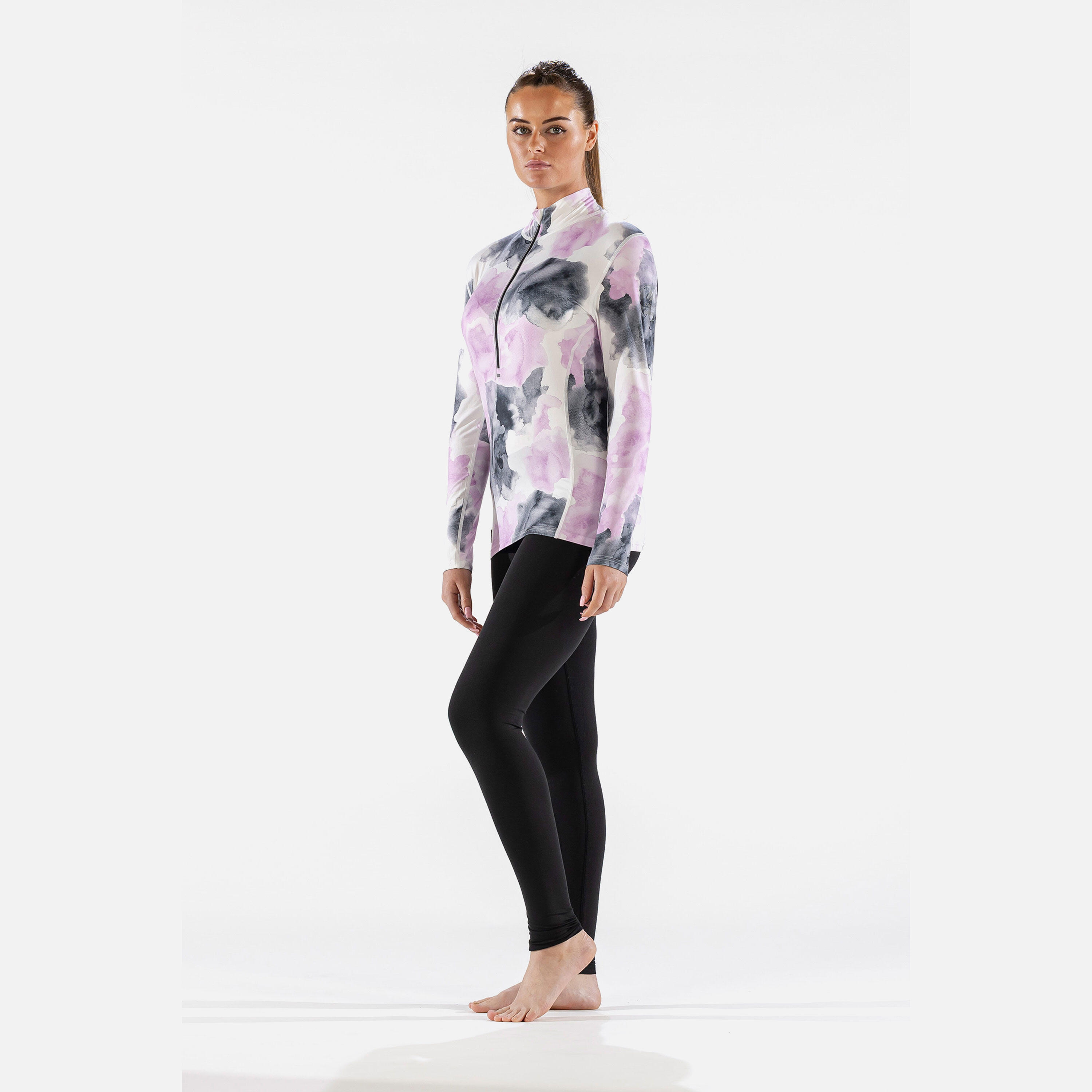 CarbondriCozy Watercolour Womens Zip Neck Pink 3/7