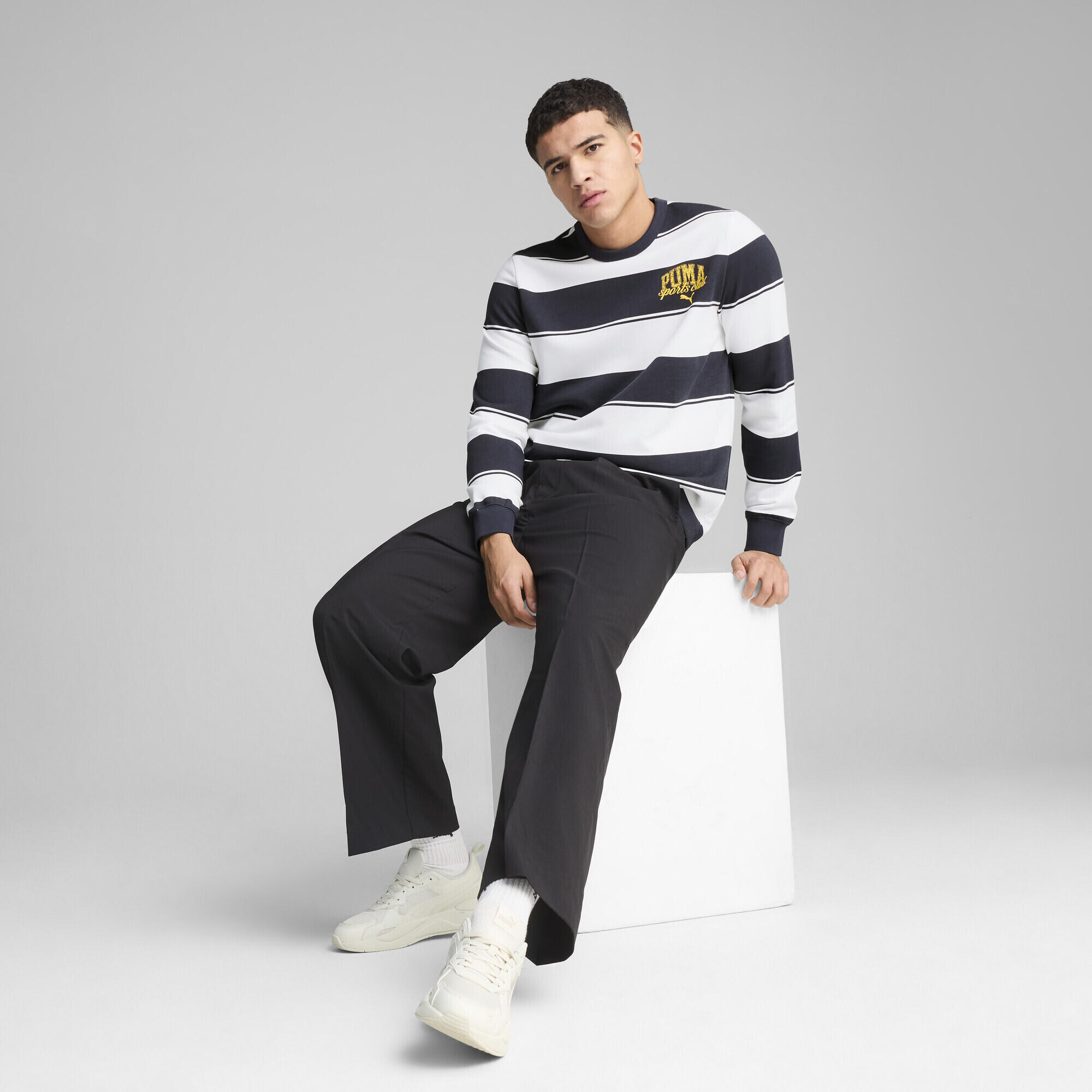 PUMA Class gestreepte crewtop voor heren PUMA New Navy Blue 4/7